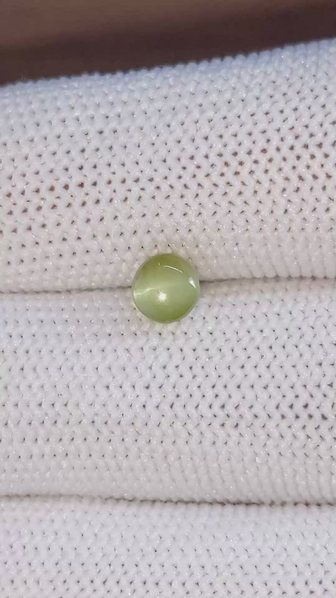 1.07 Ct. Green Cabochon Chrysoberyl from Ceylon (Sri Lanka) Size Video