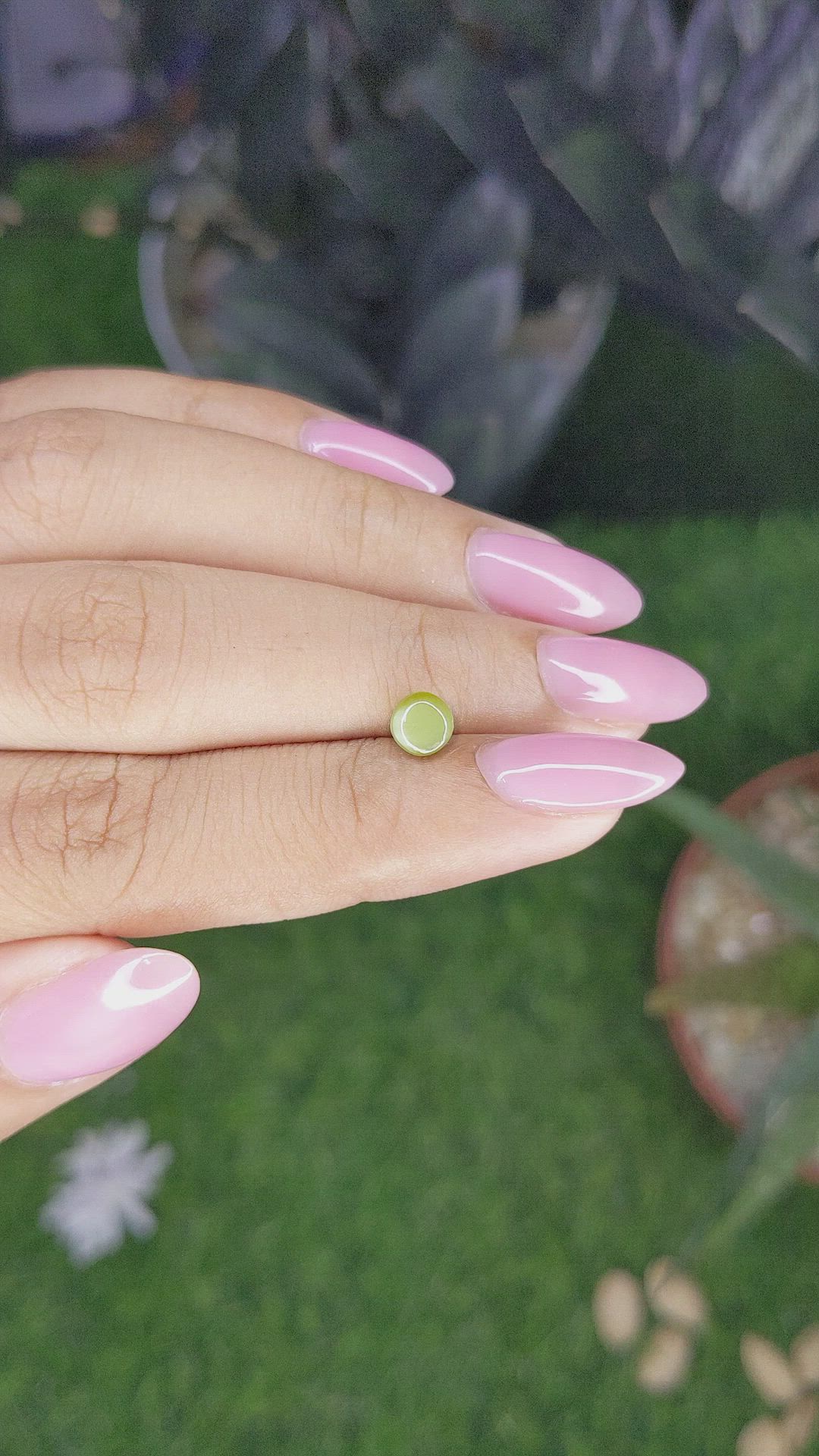 1.07 Ct. Green Cabochon Chrysoberyl from Ceylon (Sri Lanka) Size Video