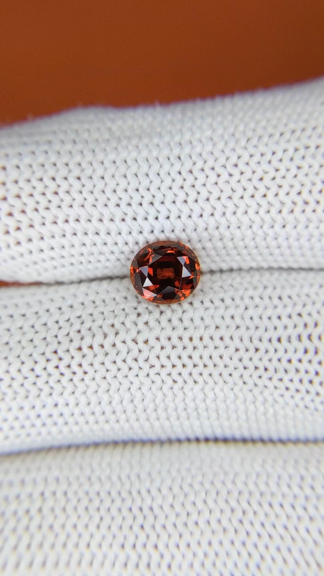 1.36 Ct. Orange Hessonite Garnet from Madagascar Size Video