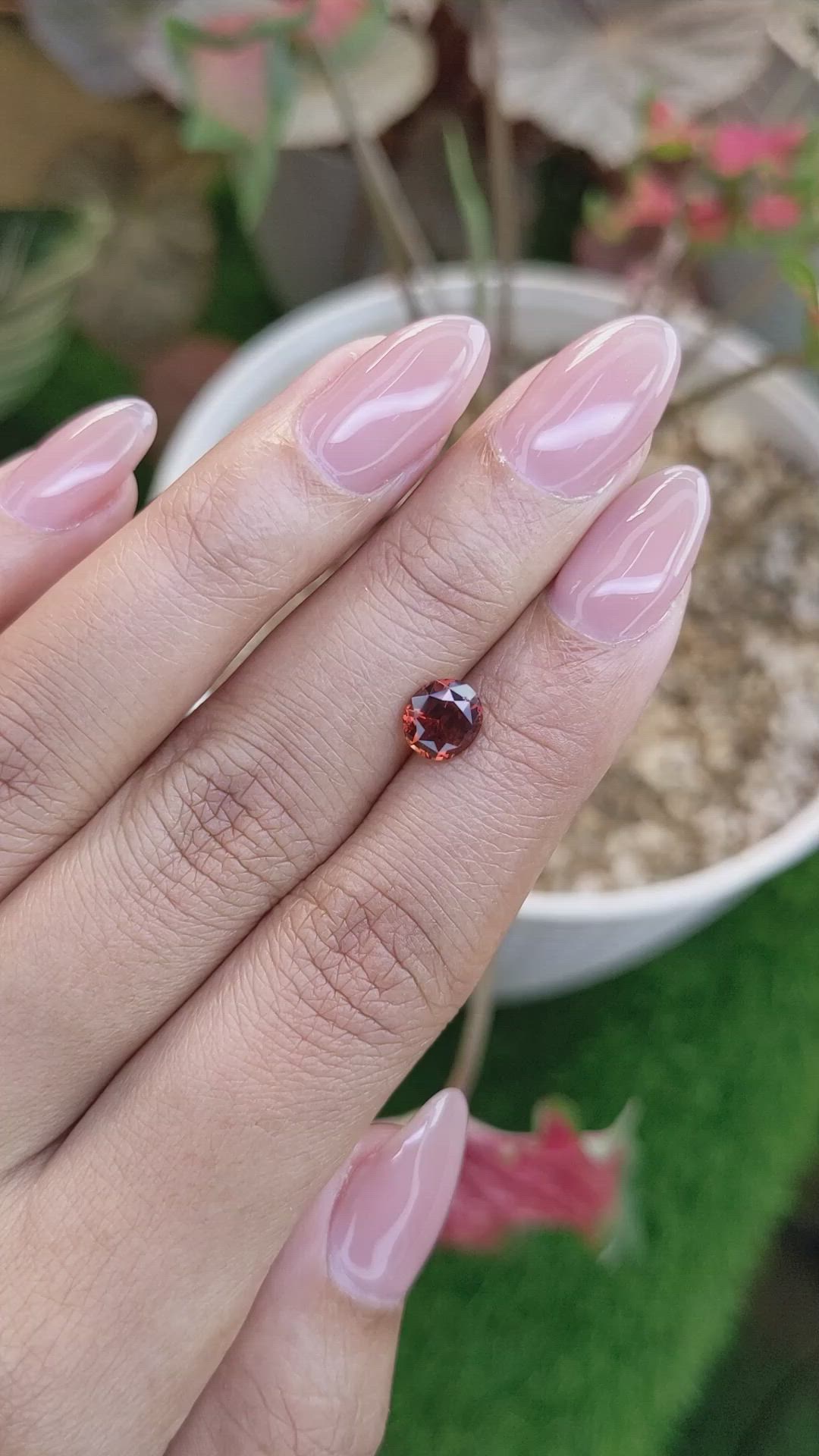 1.36 Ct. Orange Hessonite Garnet from Madagascar Size Video