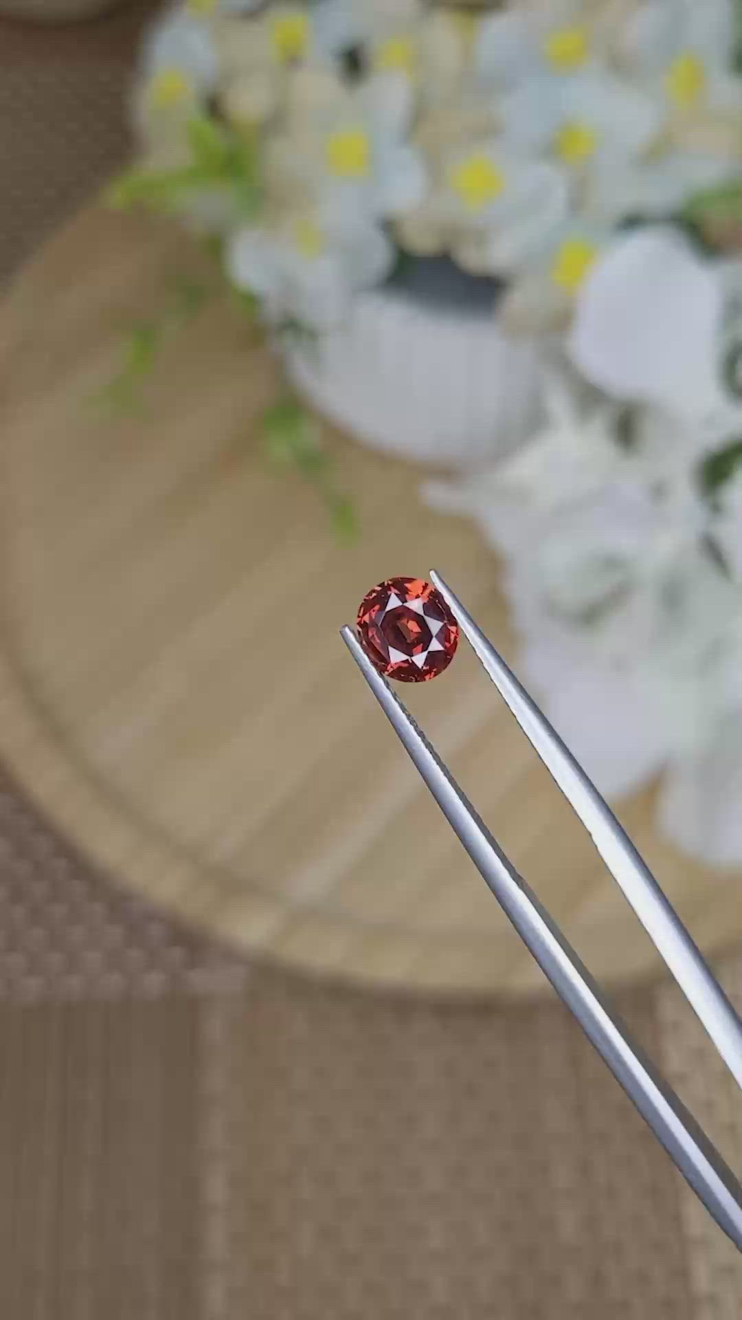 1.36 Ct. Orange Hessonite Garnet from Madagascar Size Video