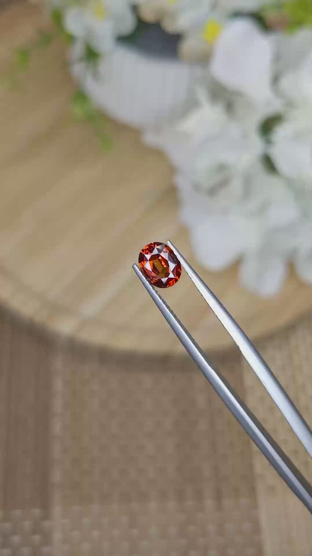 1.22 Ct. Reddish Orange Hessonite Garnet from Madagascar Size Video
