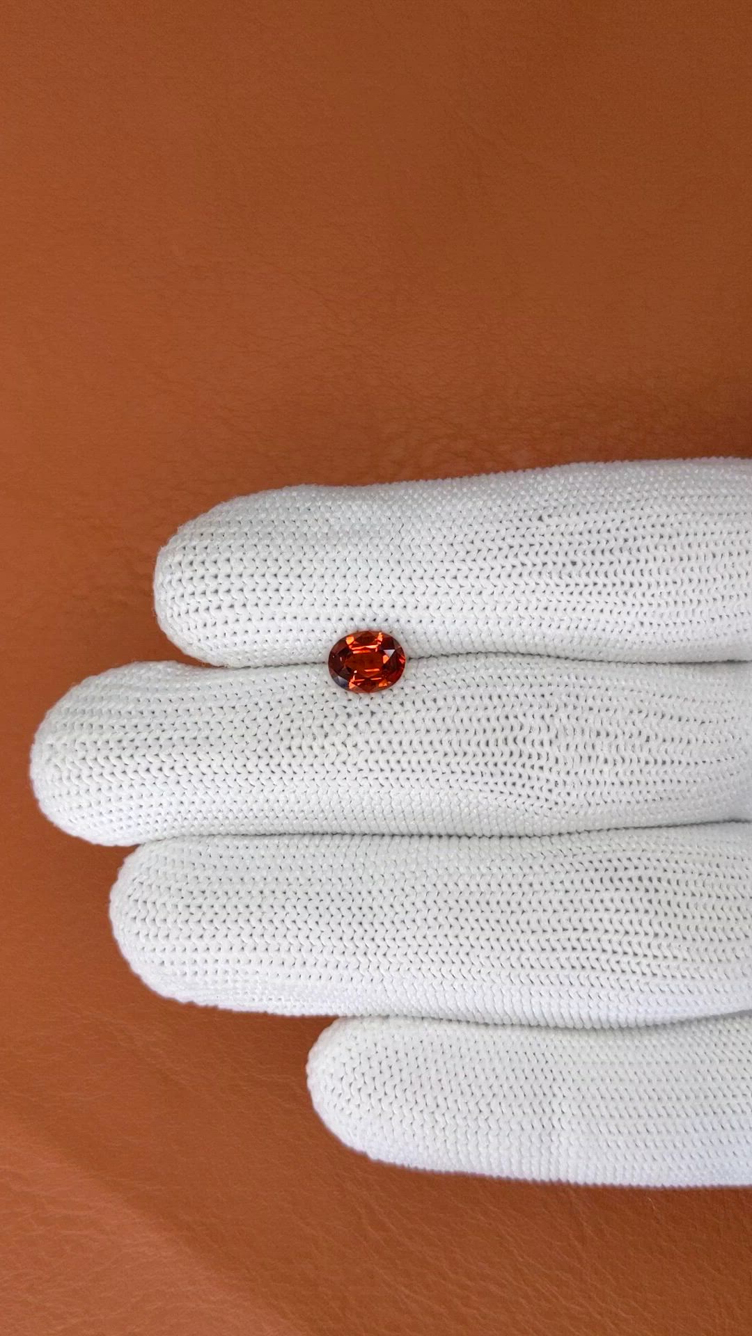 1.22 Ct. Reddish Orange Hessonite Garnet from Madagascar Size Video