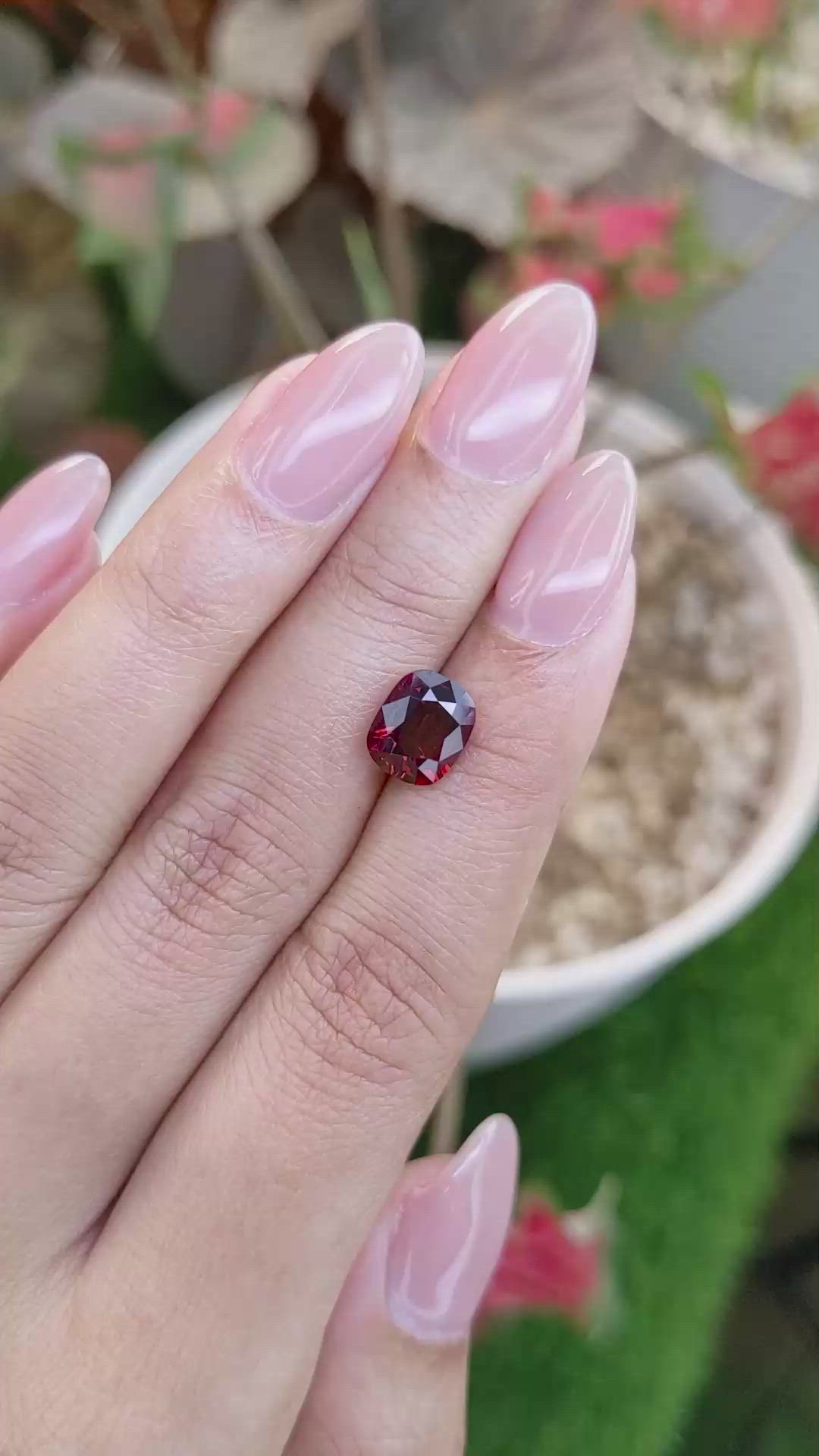 2.82 Ct. Red Garnet from Ceylon (Sri Lanka) Size Video