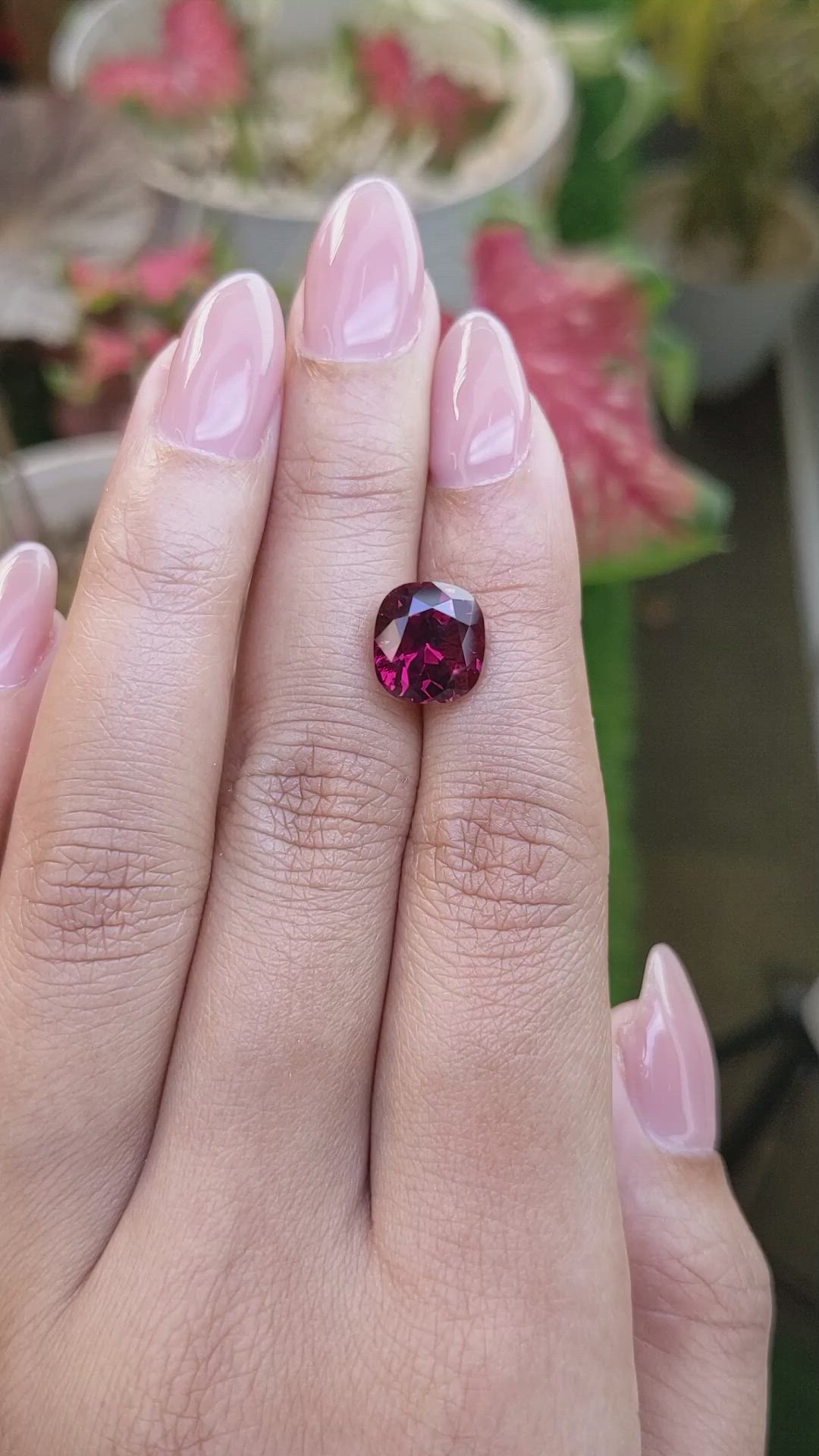 5.22 Ct. Purplish Pink Garnet from Ceylon (Sri Lanka) Size Video