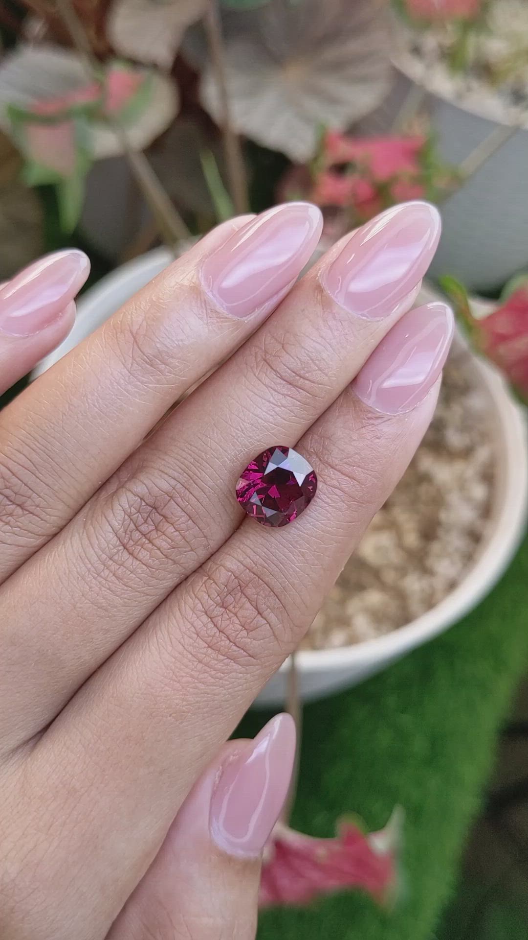 5.22 Ct. Purplish Pink Garnet from Ceylon (Sri Lanka) Size Video