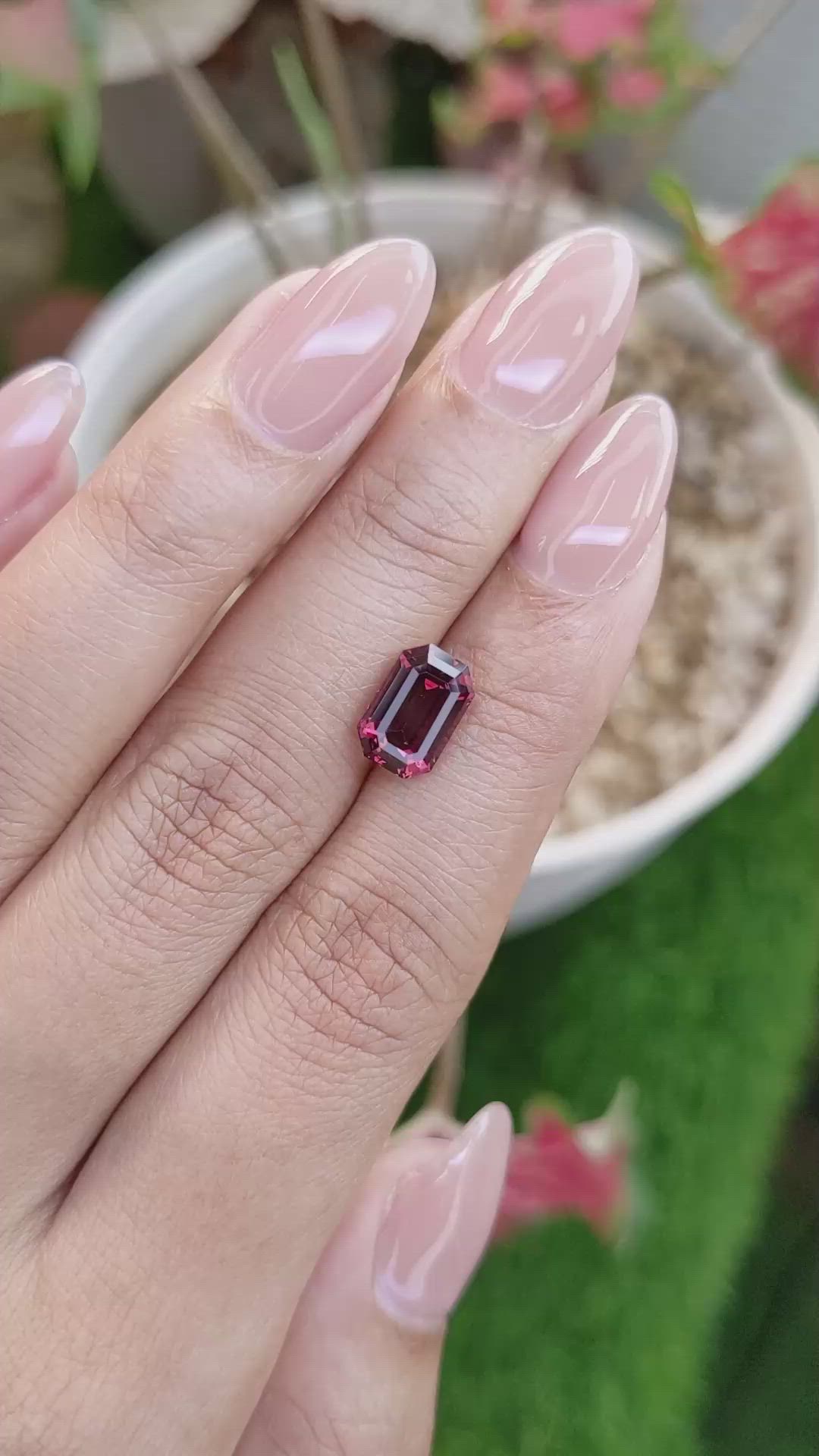3.09 Ct. Purplish Red Garnet from Ceylon (Sri Lanka) Size Video