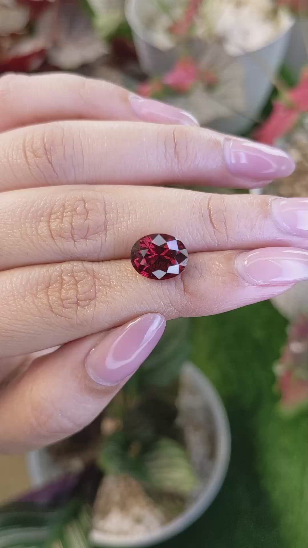 5.98 Ct. Red Garnet from Ceylon (Sri Lanka) Size Video