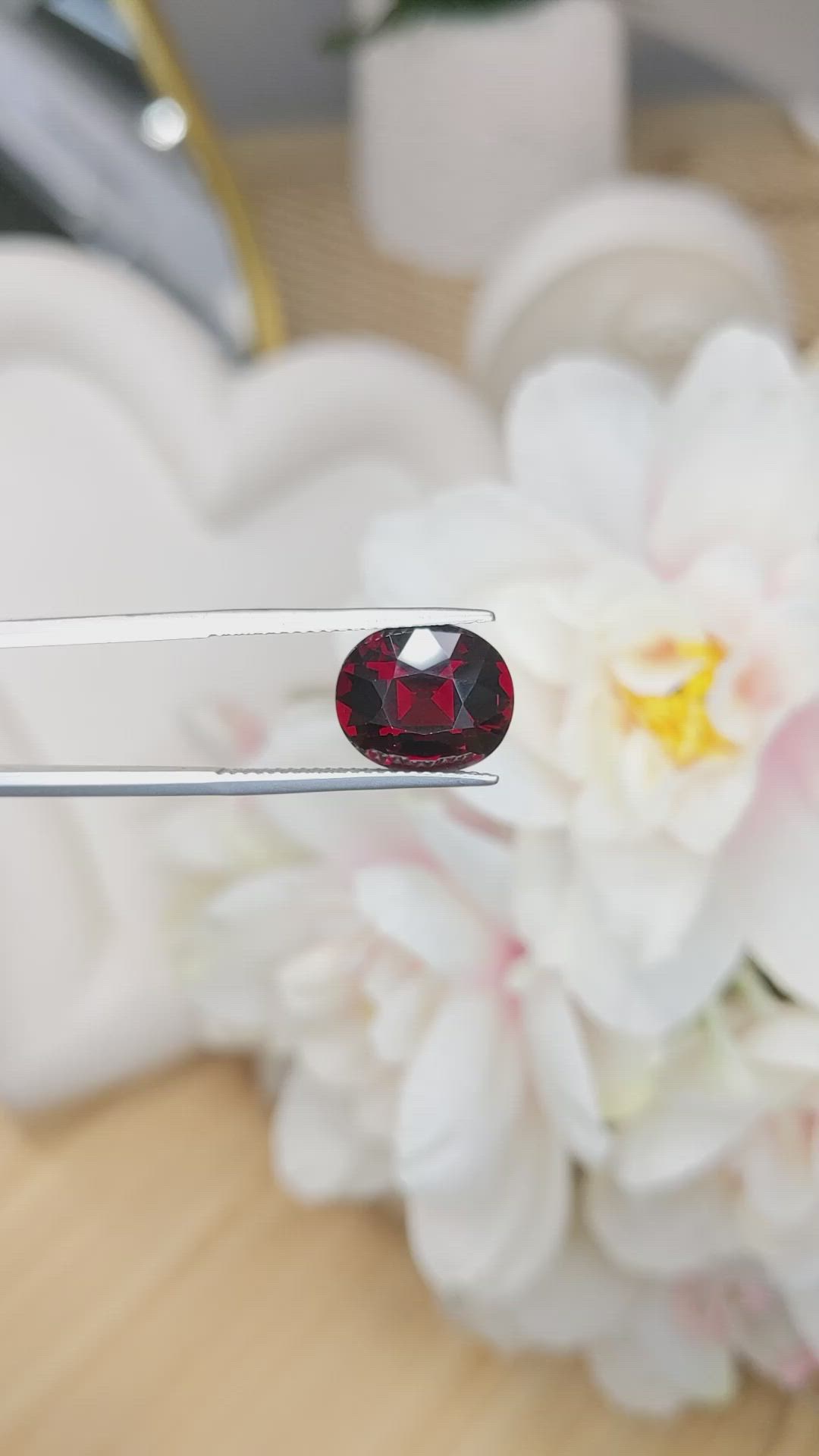 6.56 Ct. Red Garnet from Ceylon (Sri Lanka) Size Video