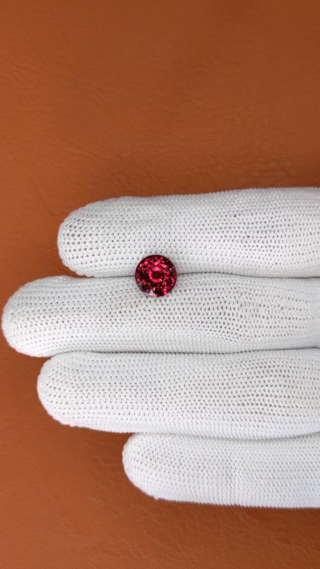 3.06 Ct. Red Garnet from Ceylon (Sri Lanka) Size Video