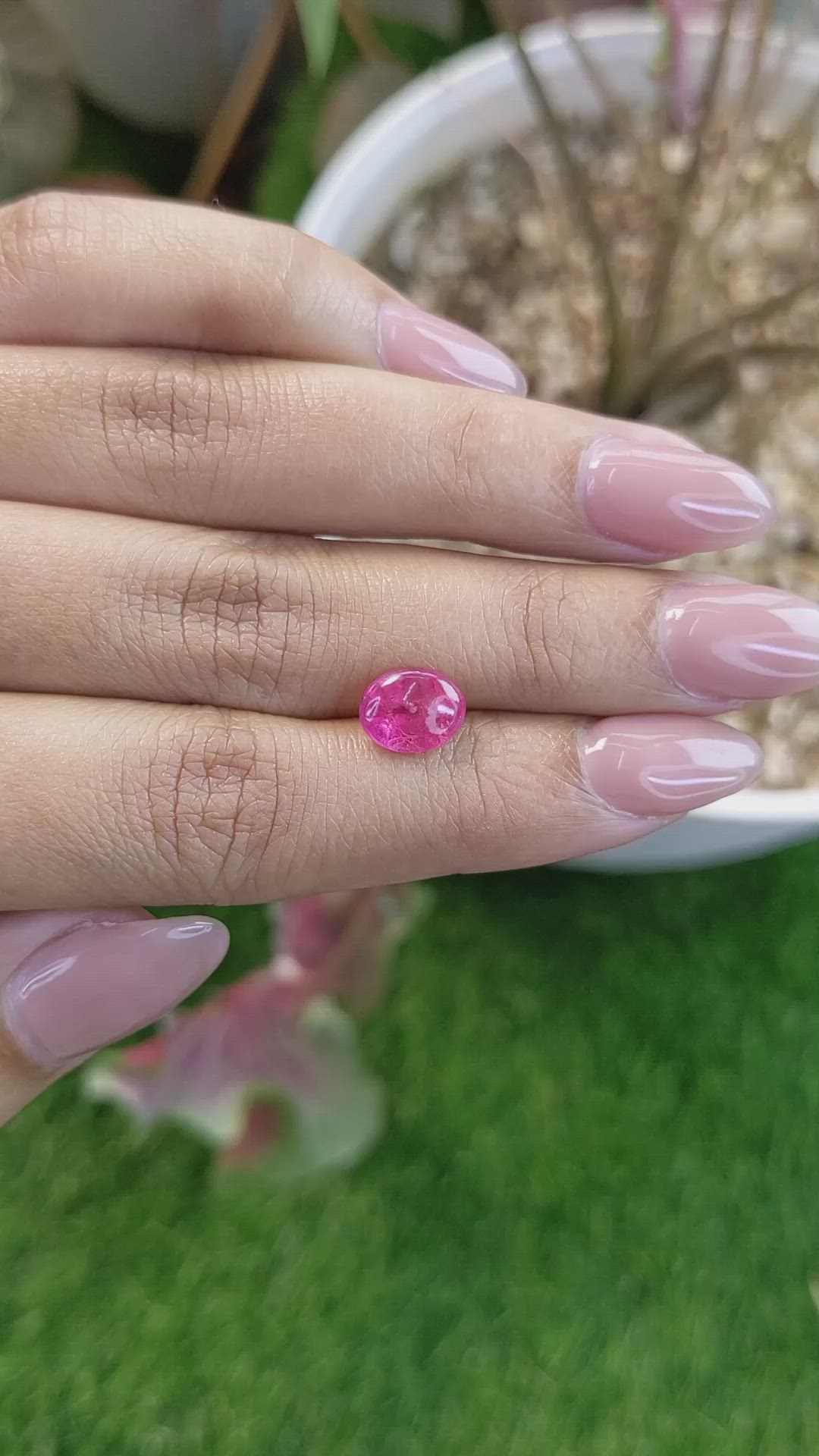 2.53 Ct. Reddish Pink Cabochon Spinel from Tanzania Size Video