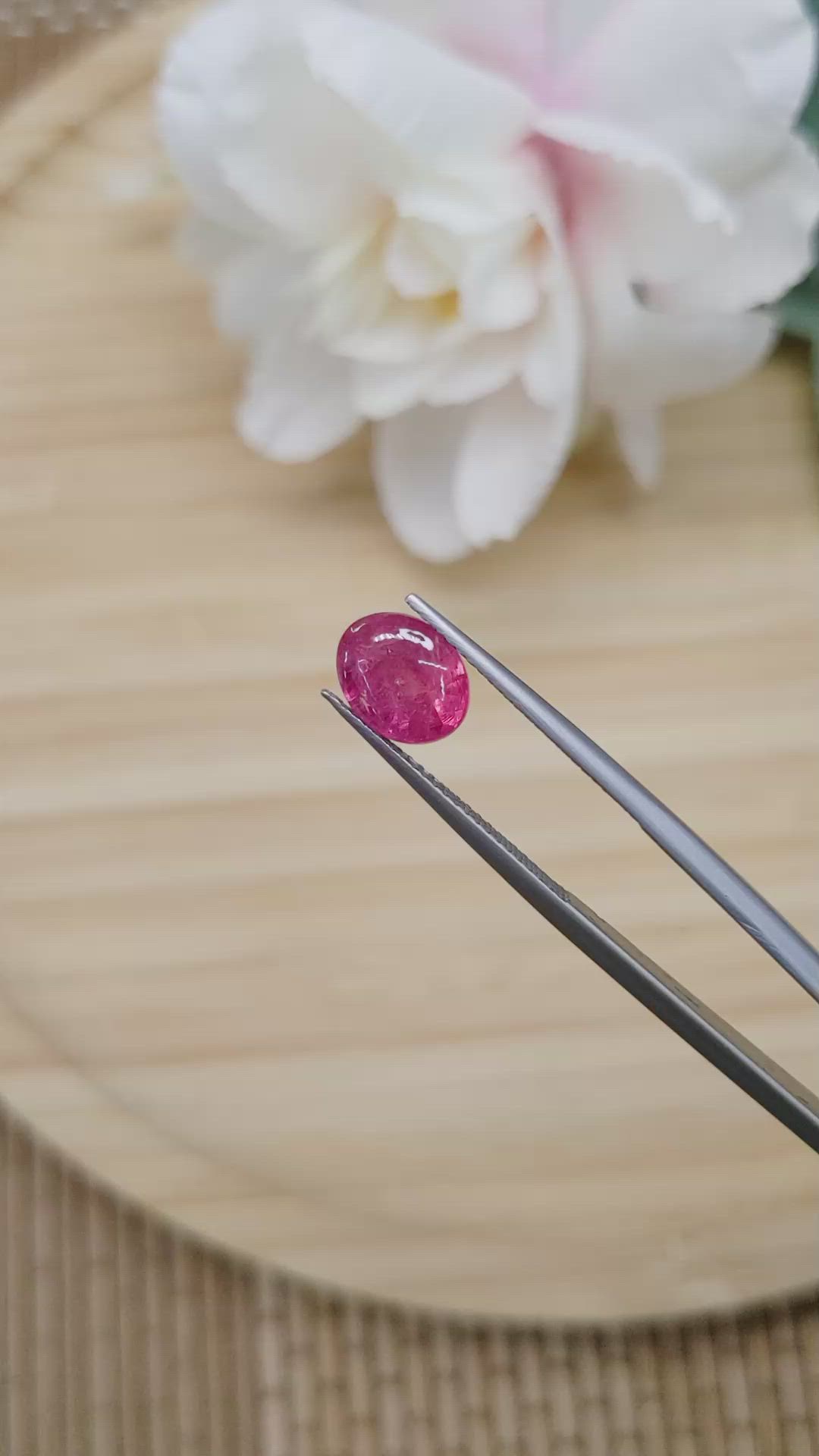 2.53 Ct. Reddish Pink Cabochon Spinel from Tanzania Size Video
