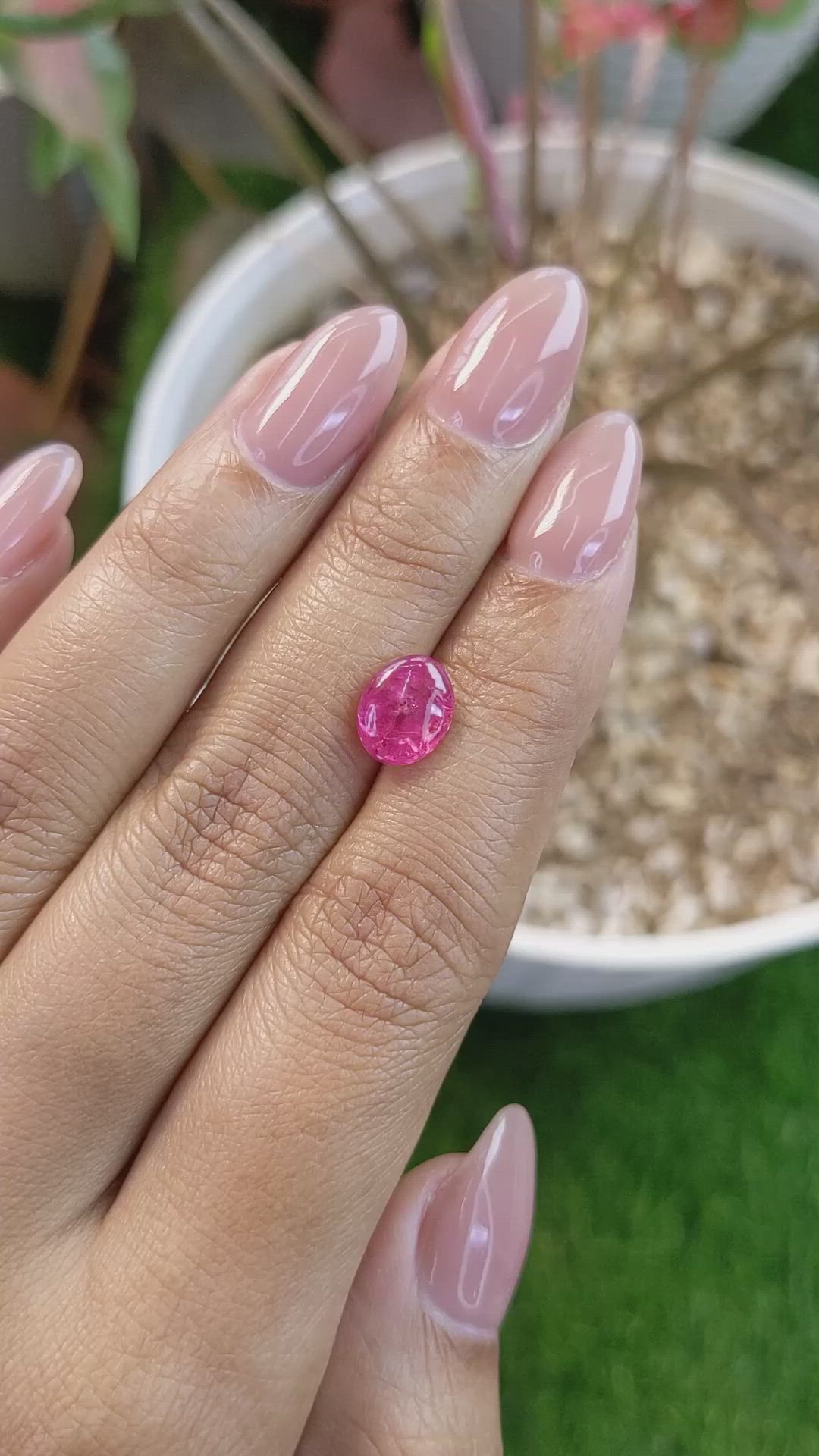2.53 Ct. Reddish Pink Cabochon Spinel from Tanzania Size Video