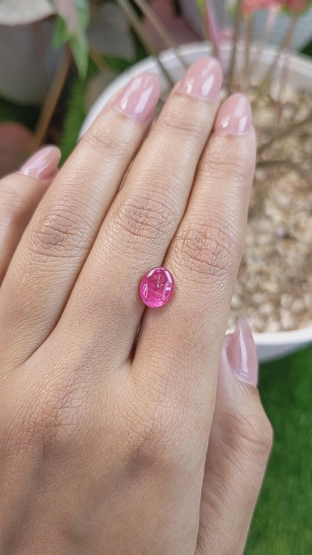 2.53 Ct. Reddish Pink Cabochon Spinel from Tanzania Size Video
