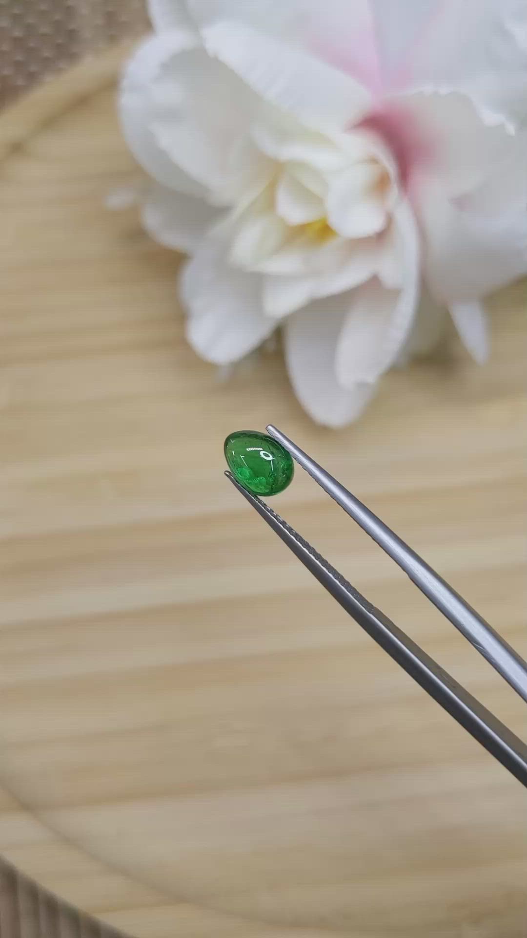 1.43 Ct. Cabochon Tsavorite Garnet from Tanzania Size Video