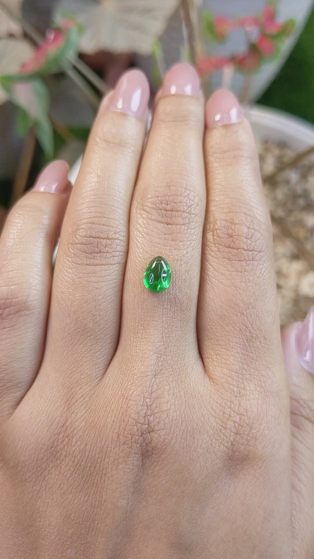 1.43 Ct. Cabochon Tsavorite Garnet from Tanzania Size Video