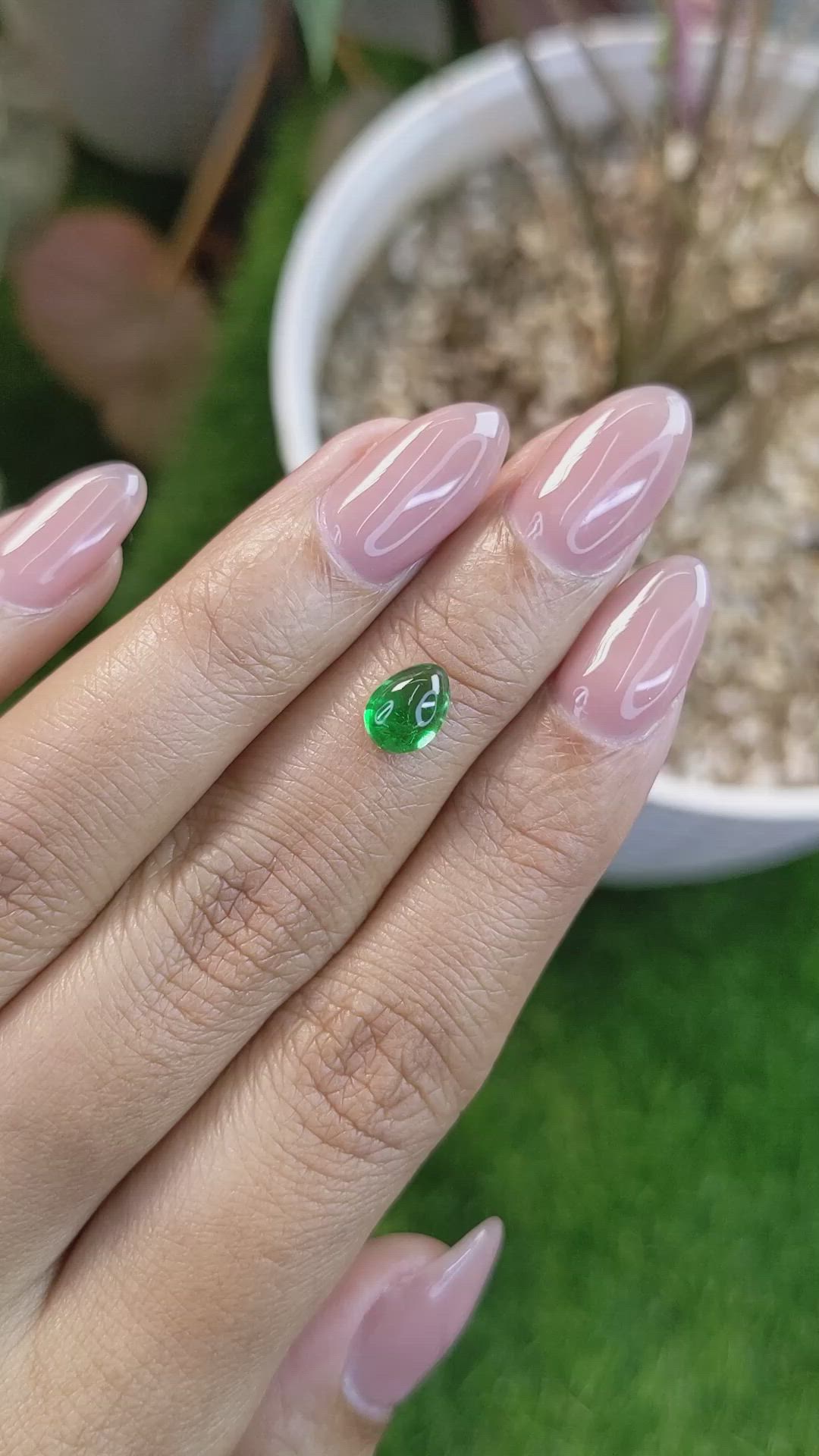 1.43 Ct. Cabochon Tsavorite Garnet from Tanzania Size Video