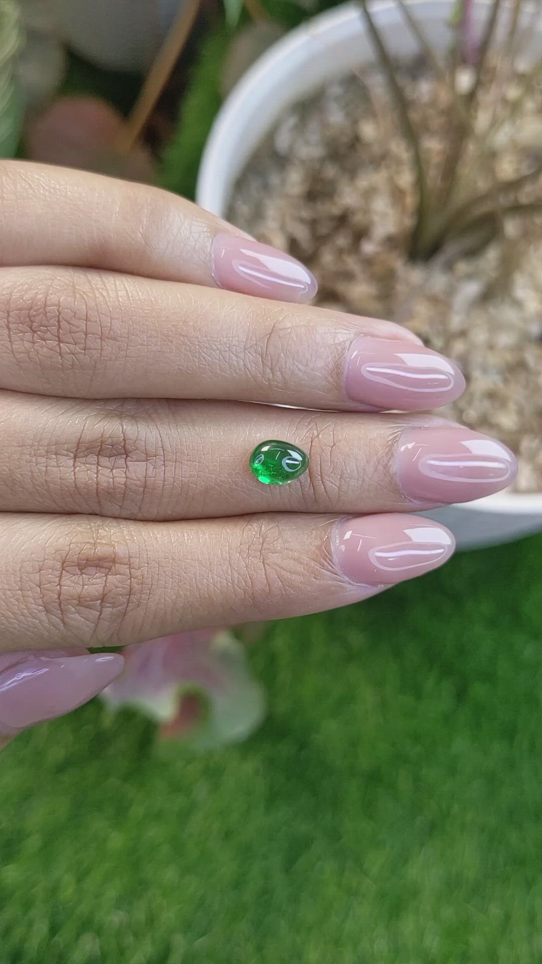 1.43 Ct. Cabochon Tsavorite Garnet from Tanzania Size Video