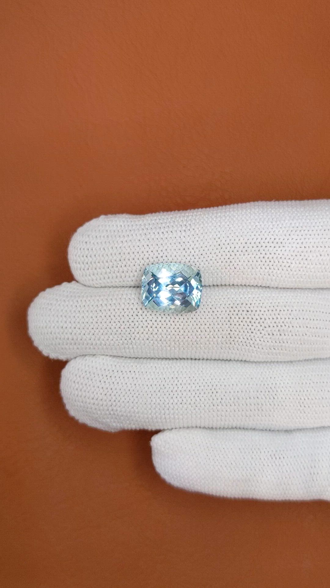 6.65 Ct. Greenish Blue Aquamarine from Tanzania Size Video