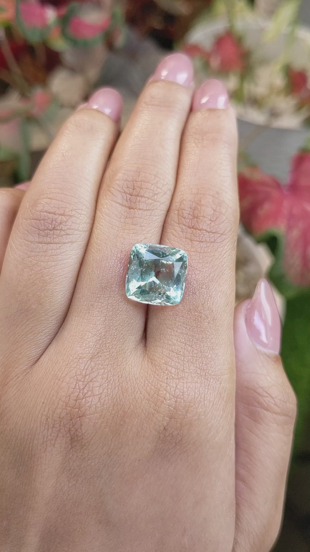 6.61 Ct. Bluish Green Aquamarine from Tanzania Size Video