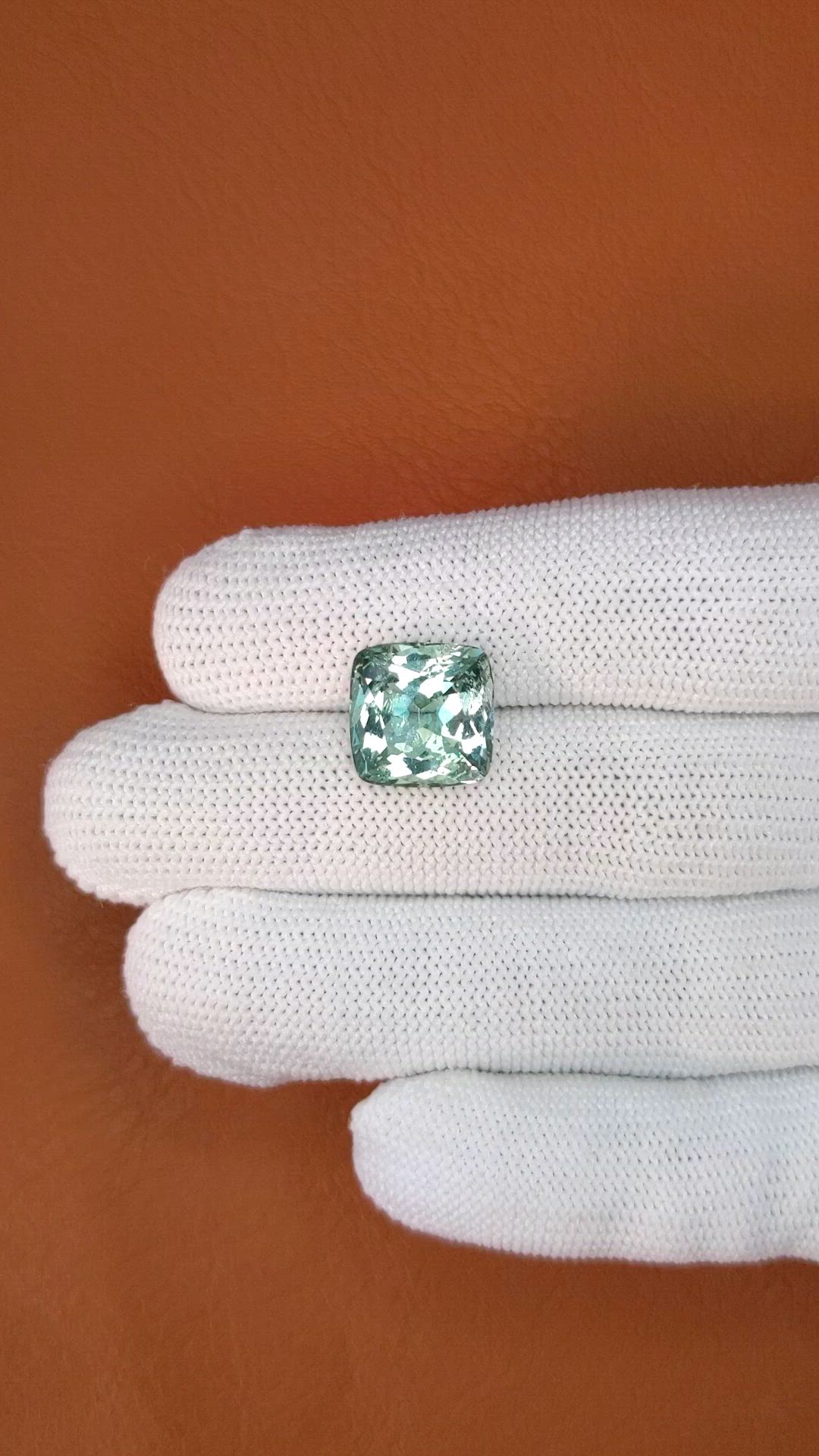6.61 Ct. Bluish Green Aquamarine from Tanzania Size Video