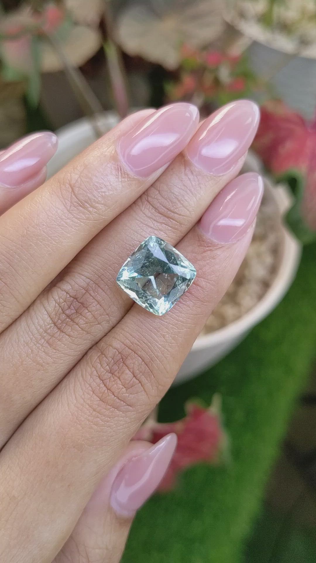 6.61 Ct. Bluish Green Aquamarine from Tanzania Size Video