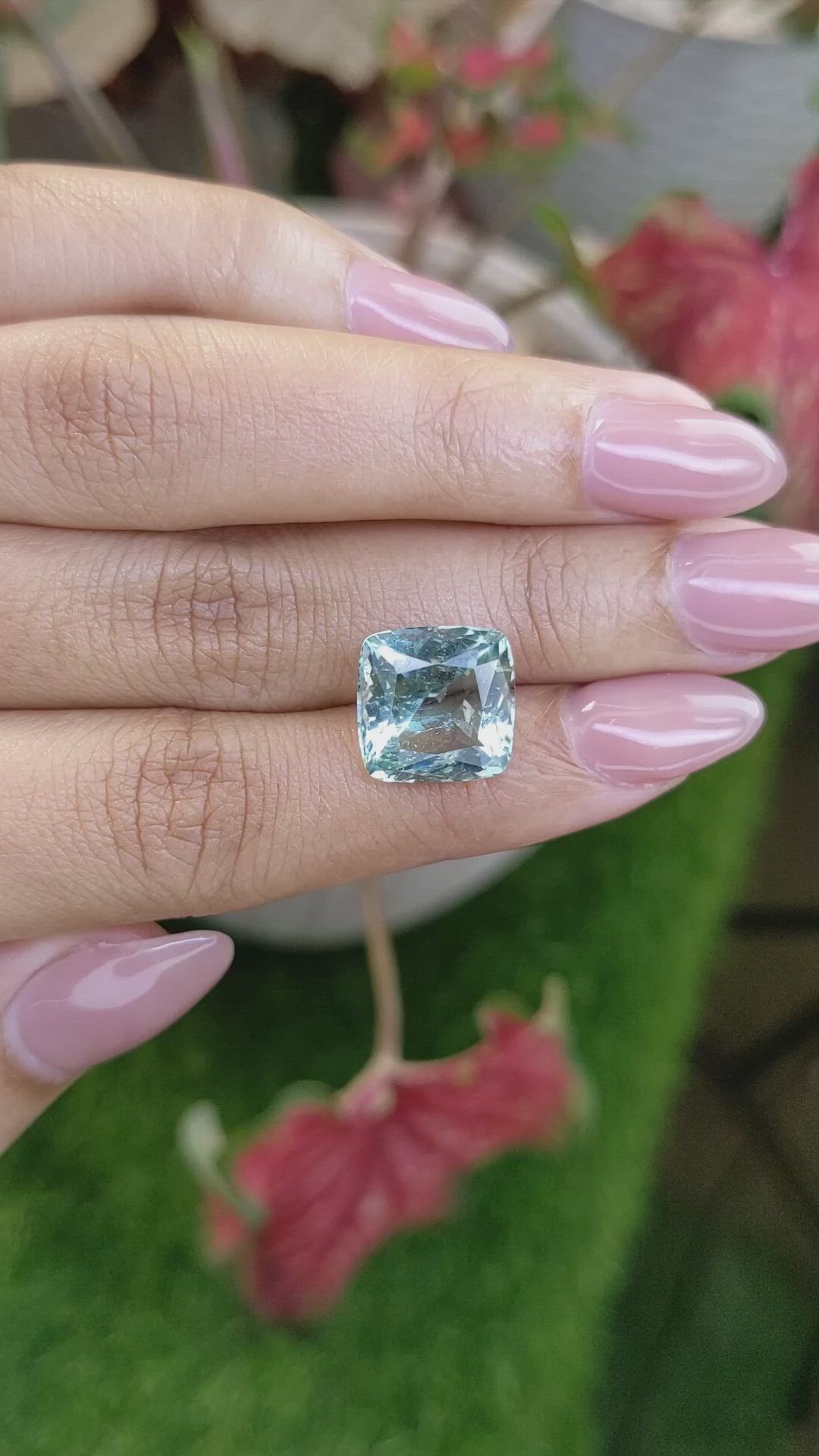 6.61 Ct. Bluish Green Aquamarine from Tanzania Size Video