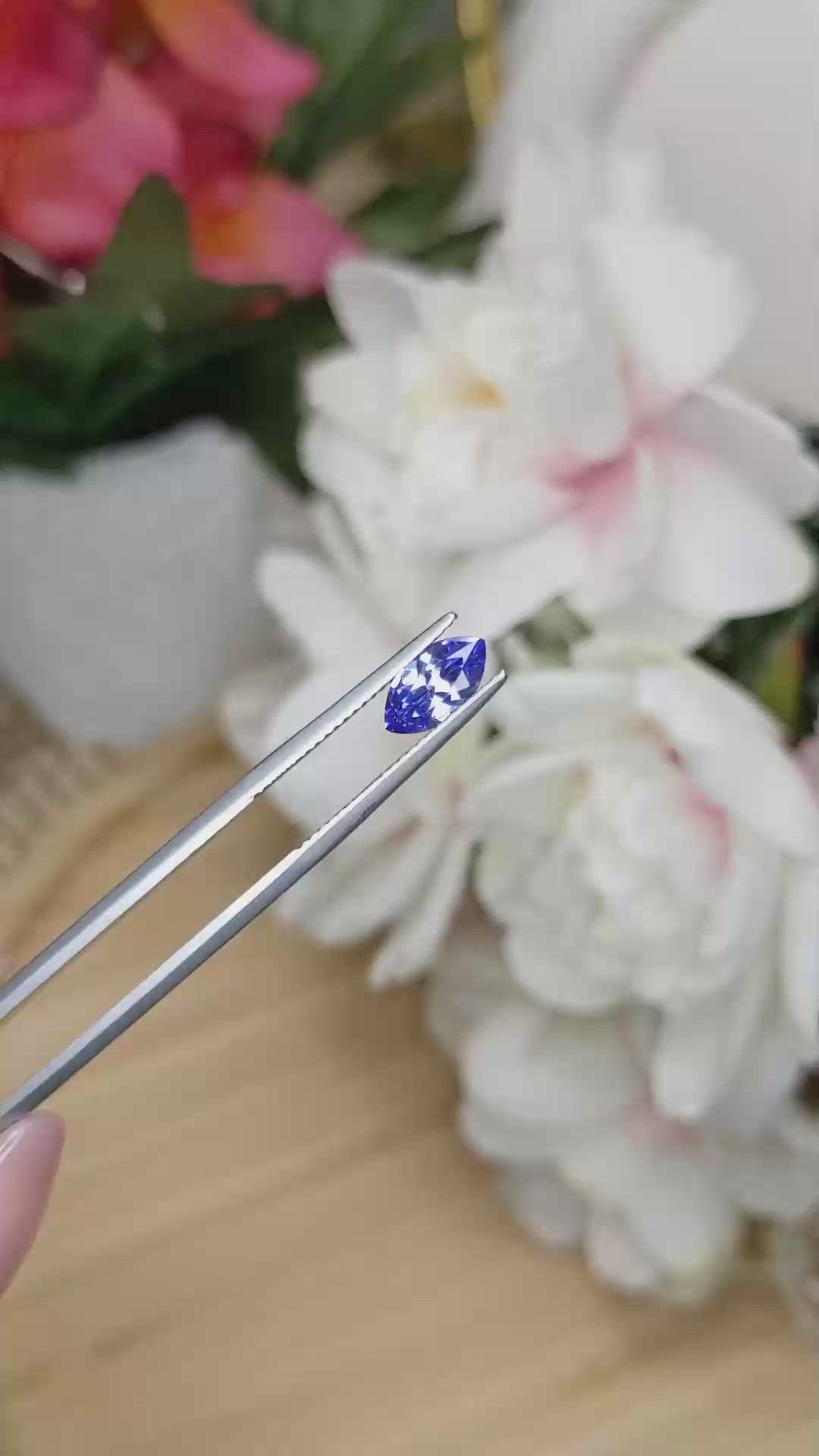 0.94 Ct. Violetish Blue Tanzanite from Tanzania Size Video