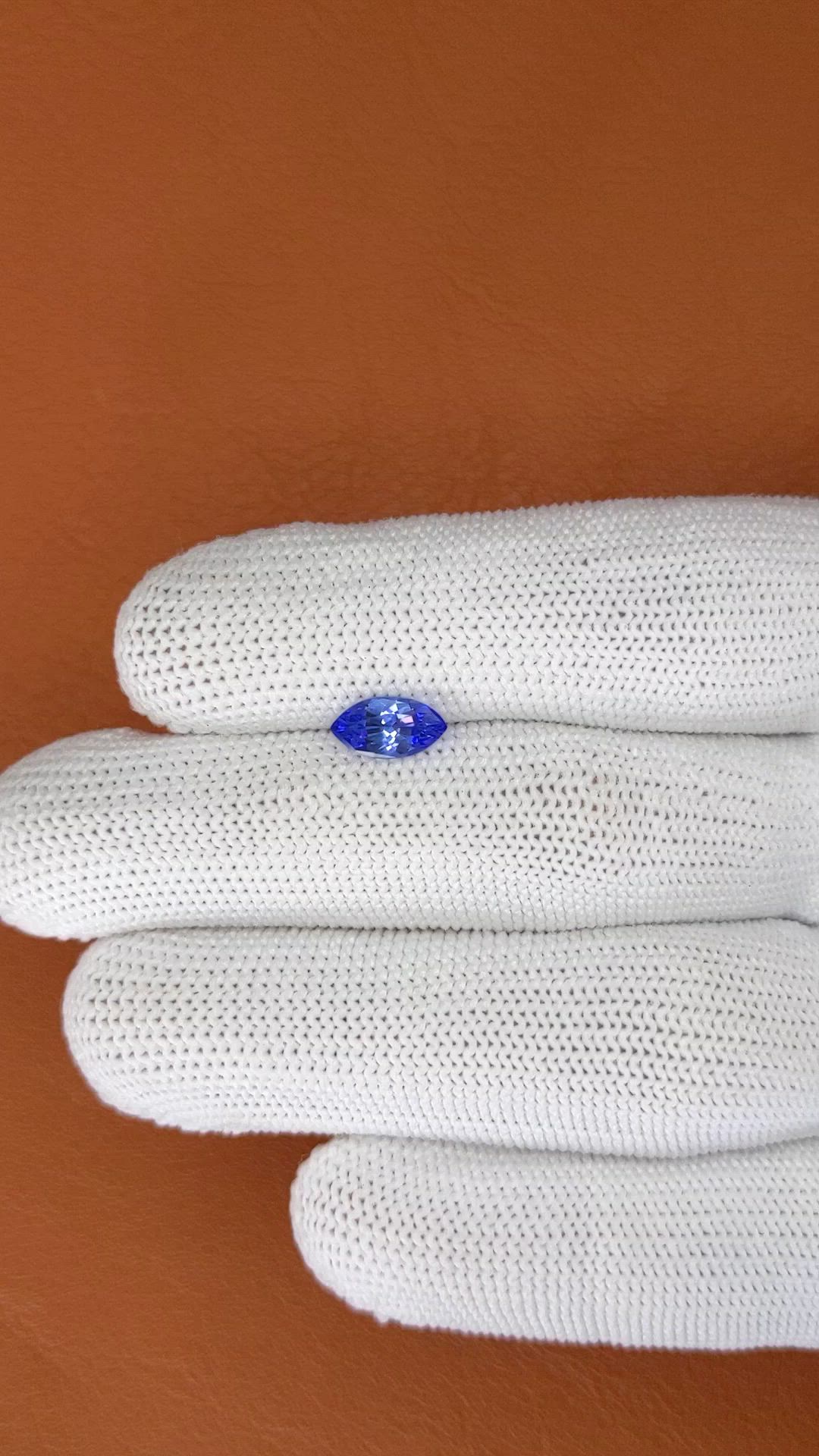 0.94 Ct. Violetish Blue Tanzanite from Tanzania Size Video