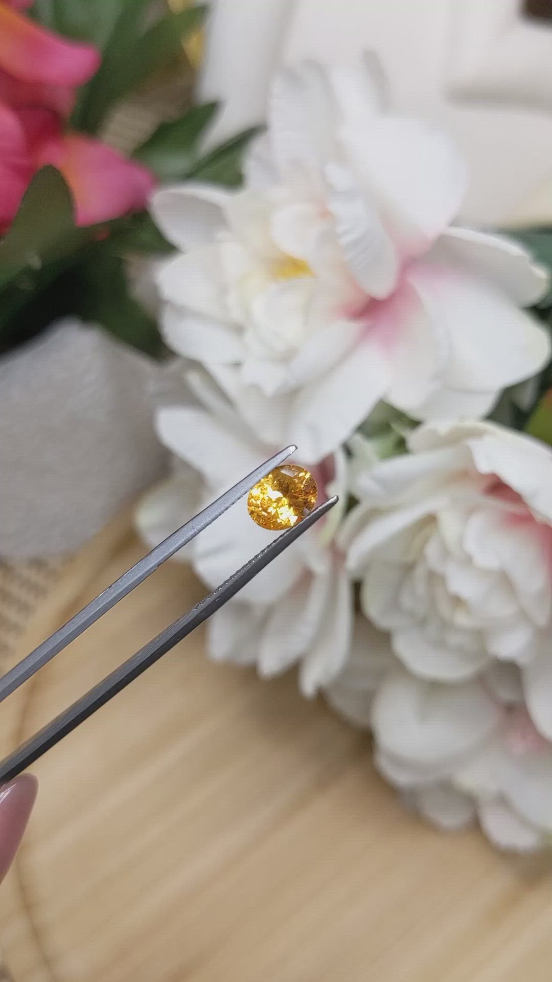 1.34 Ct. Yellowish Orange Spessartite Garnet from Tanzania Size Video