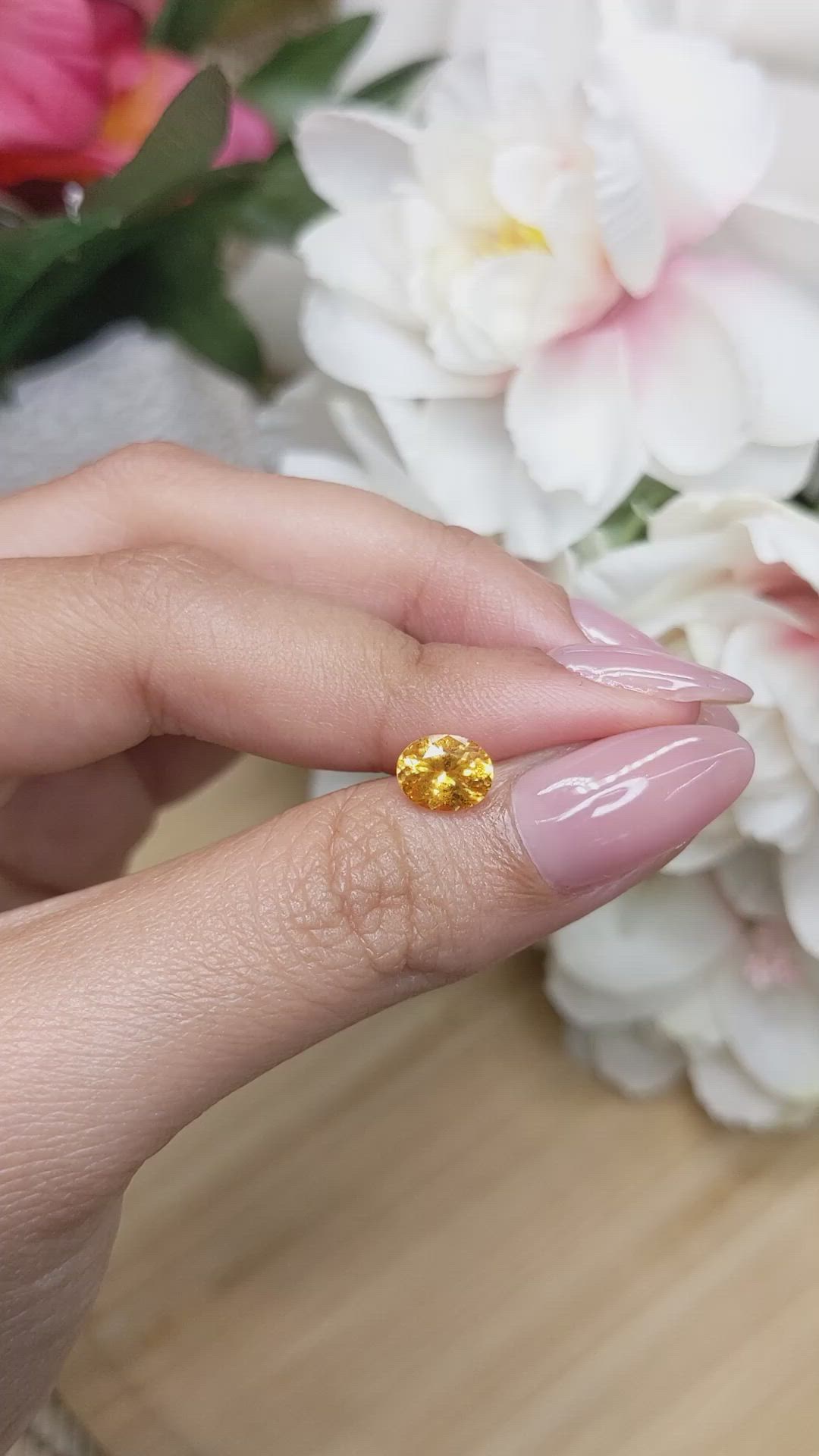 1.34 Ct. Yellowish Orange Spessartite Garnet from Tanzania Size Video