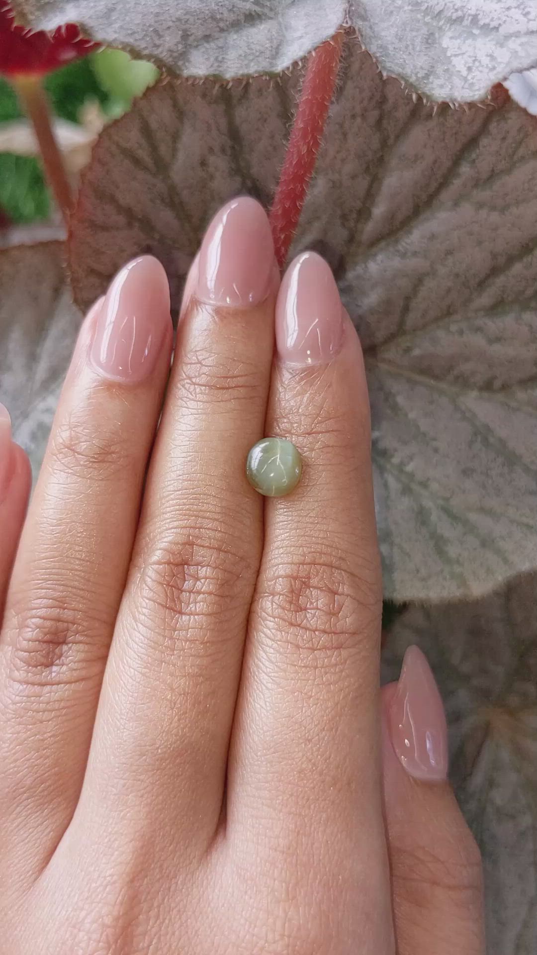 2.64 Ct. Yellowish Green Cabochon Chrysoberyl from Tanzania Size Video