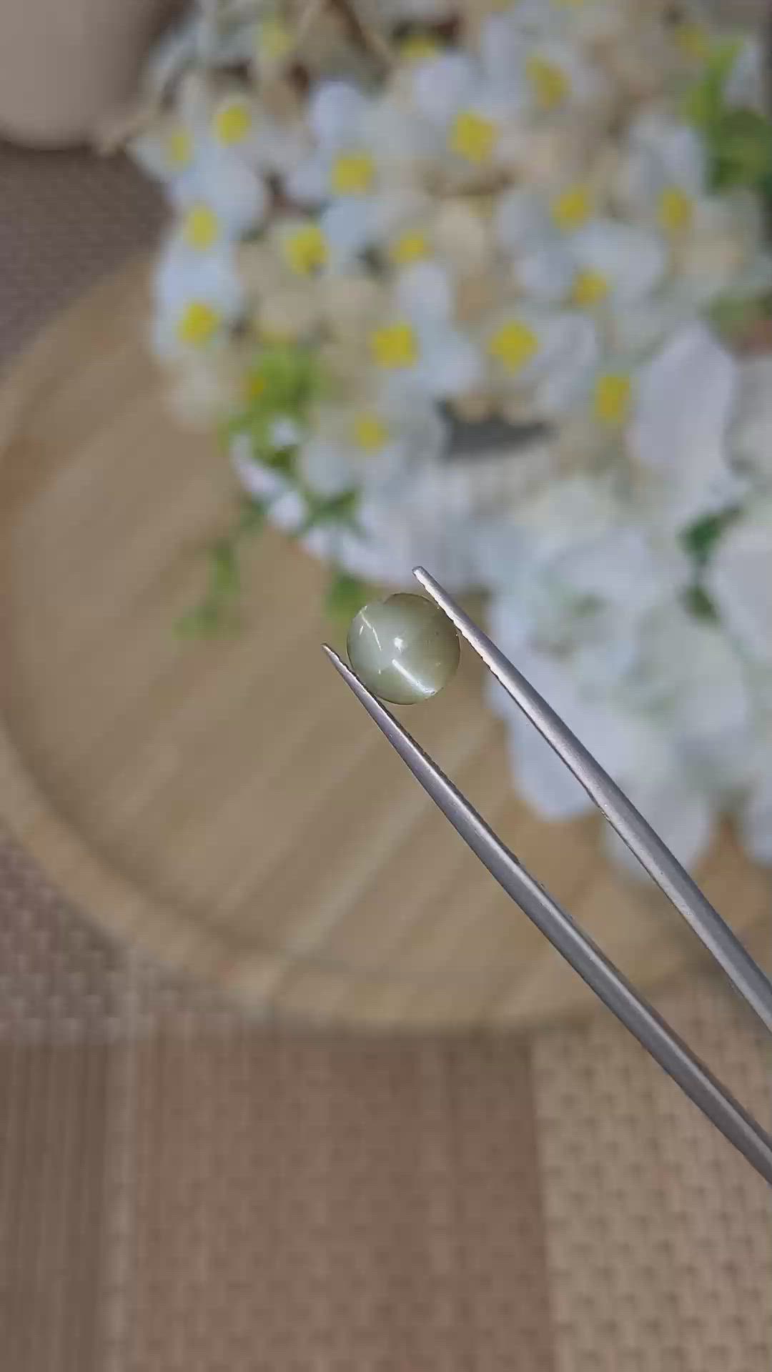 2.64 Ct. Yellowish Green Cabochon Chrysoberyl from Tanzania Size Video