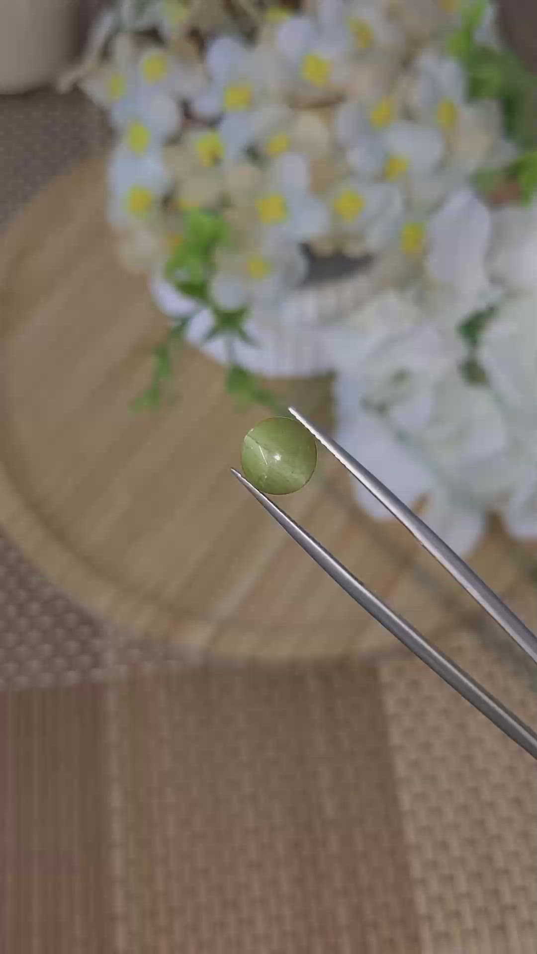3.03 Ct. Green Cabochon Chrysoberyl from Tanzania Size Video
