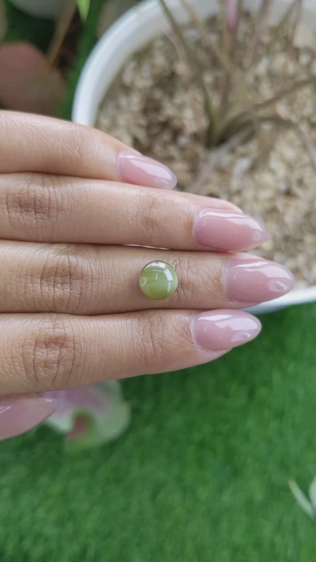 3.03 Ct. Green Cabochon Chrysoberyl from Tanzania Size Video