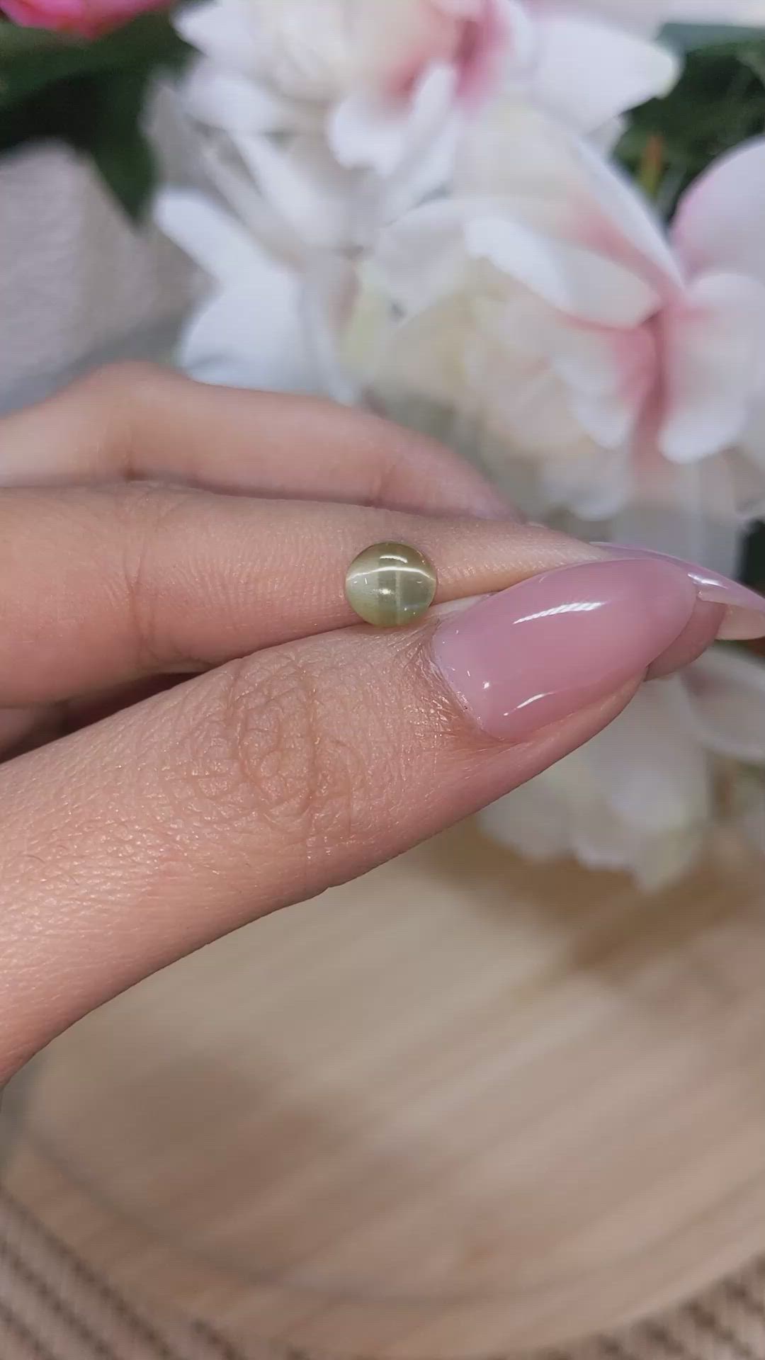 1.81 Ct. Green Cabochon Chrysoberyl from Tanzania Size Video