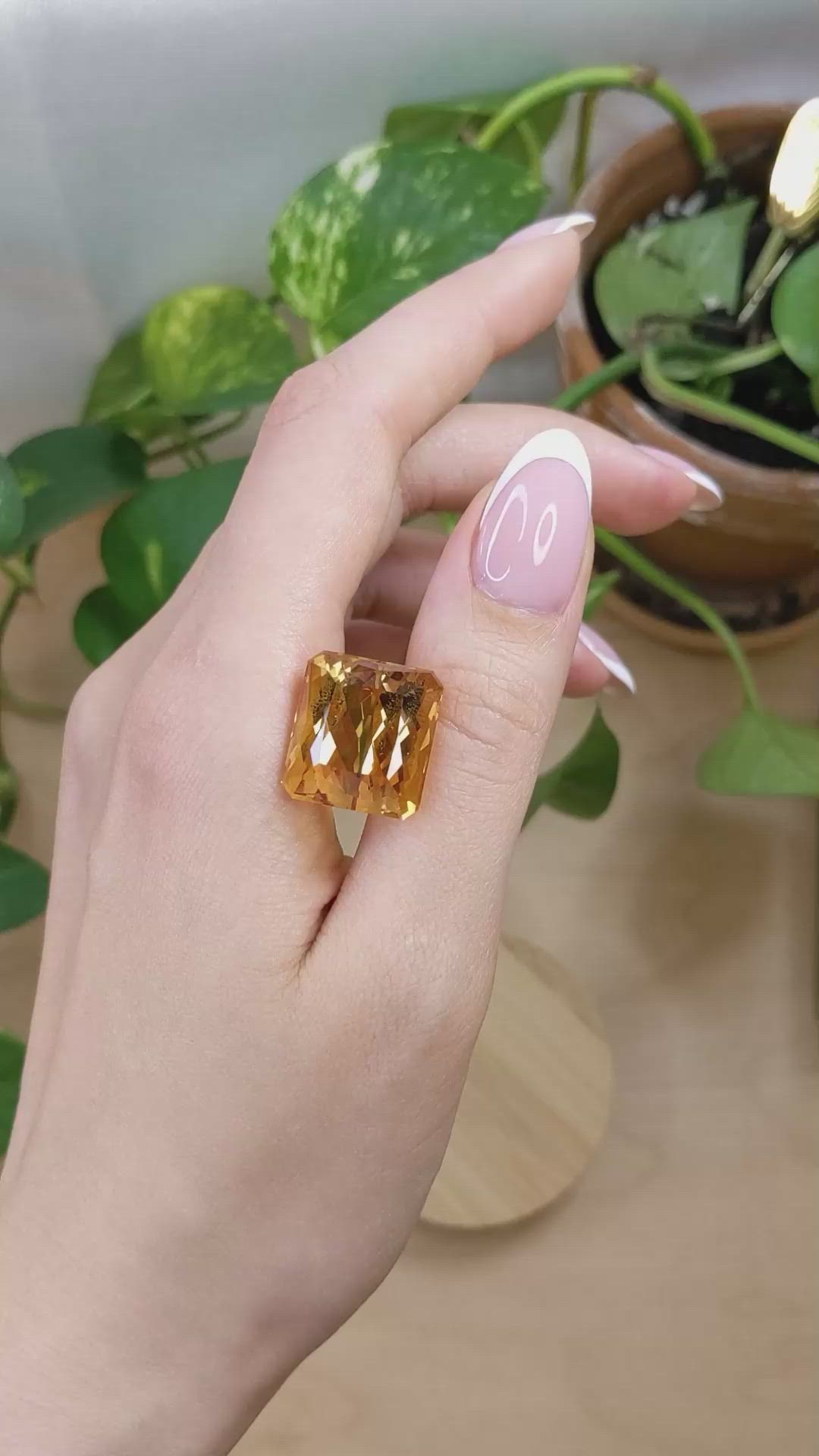 41.66 Ct. Reddish Orange Imperial Topaz from Brazil Size Video