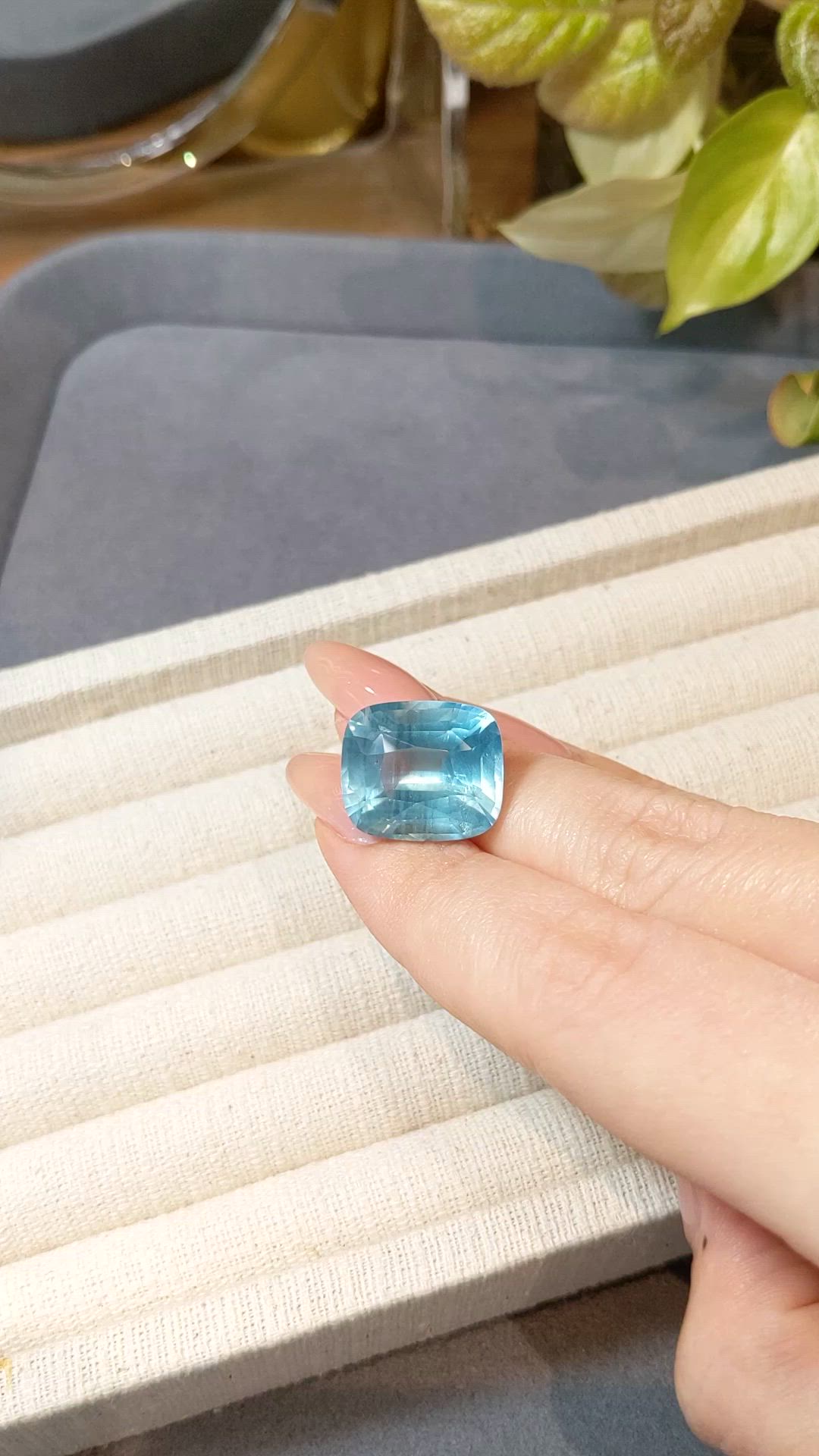 18.76 Ct. Blue Aquamarine from Brazil Size Video