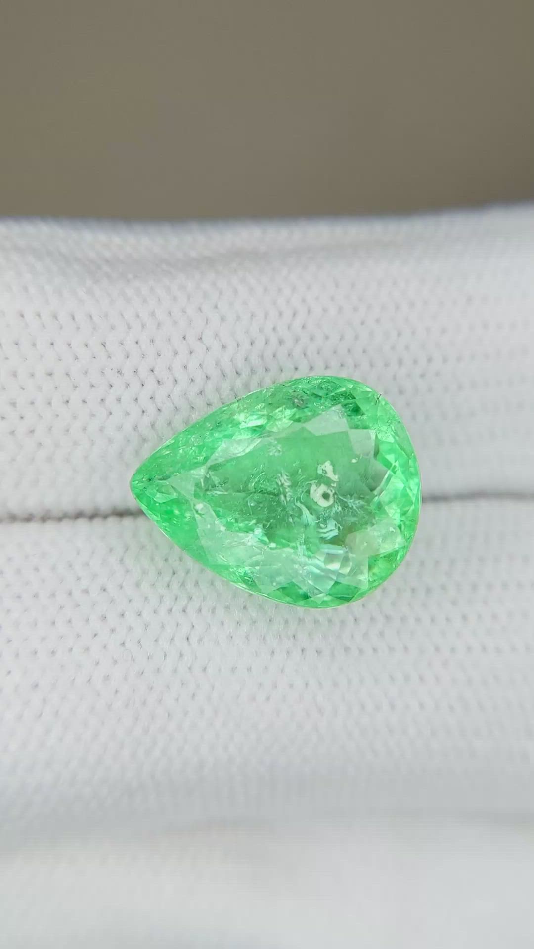 7.73 Ct. Green Paraiba Tourmaline from Brazil Size Video