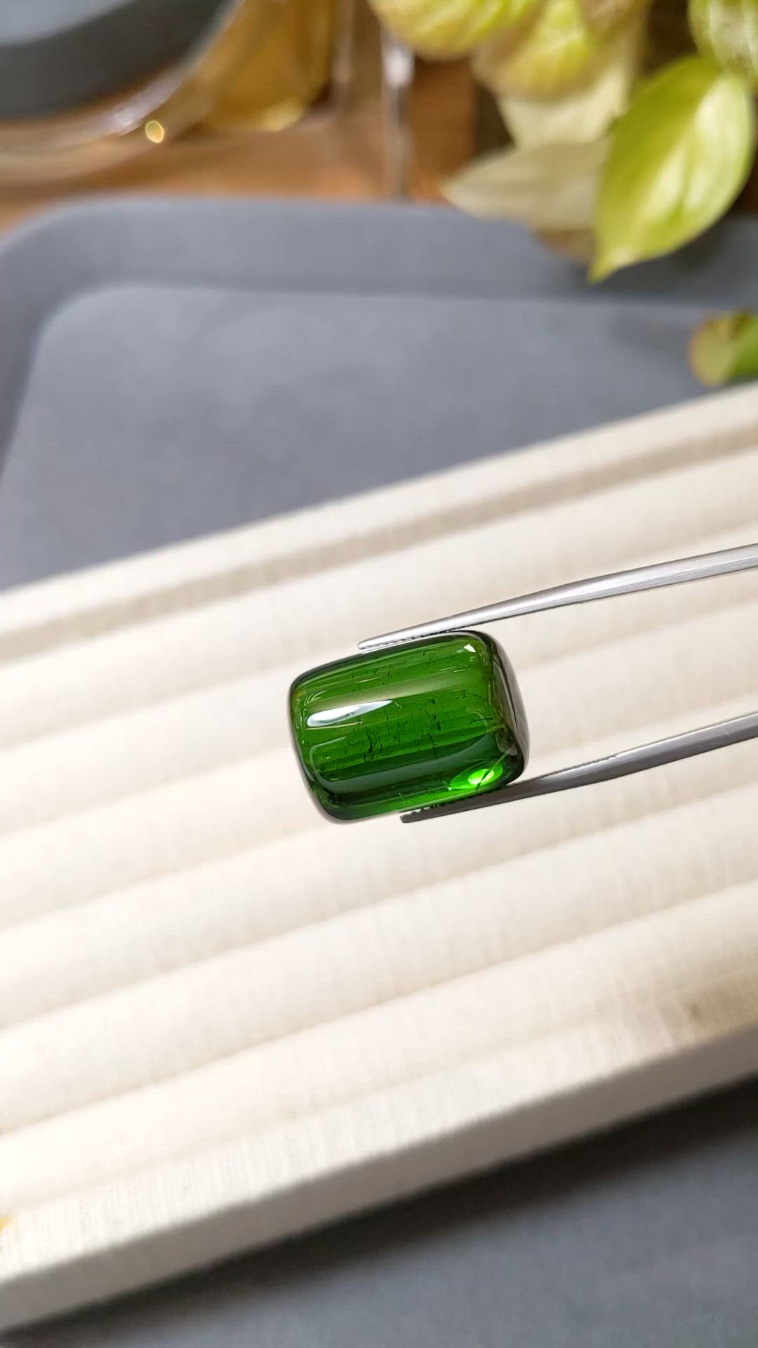 41.02 Ct. Green Cabochon Tourmaline from Brazil Size Video