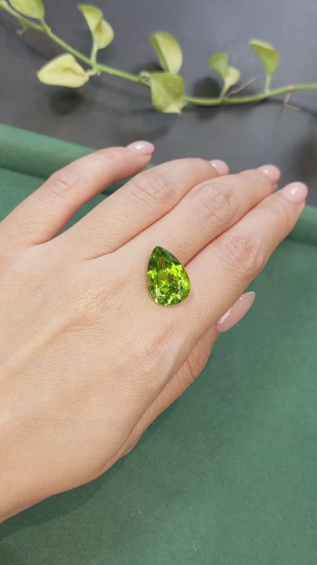10.66 Ct. Green (Lime Green) Peridot from Burma (Myanmar) Size Video