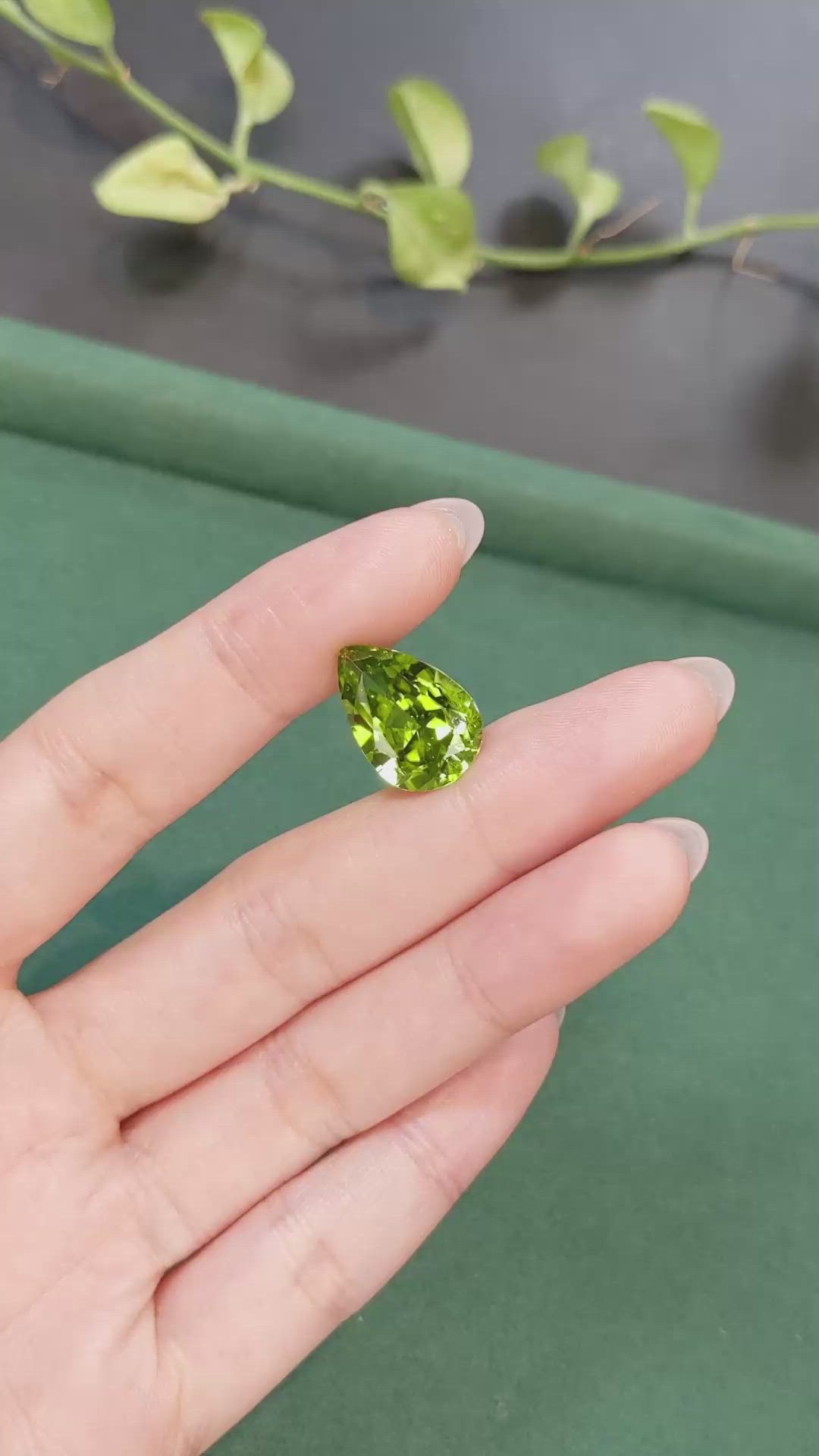 10.66 Ct. Green (Lime Green) Peridot from Burma (Myanmar) Size Video