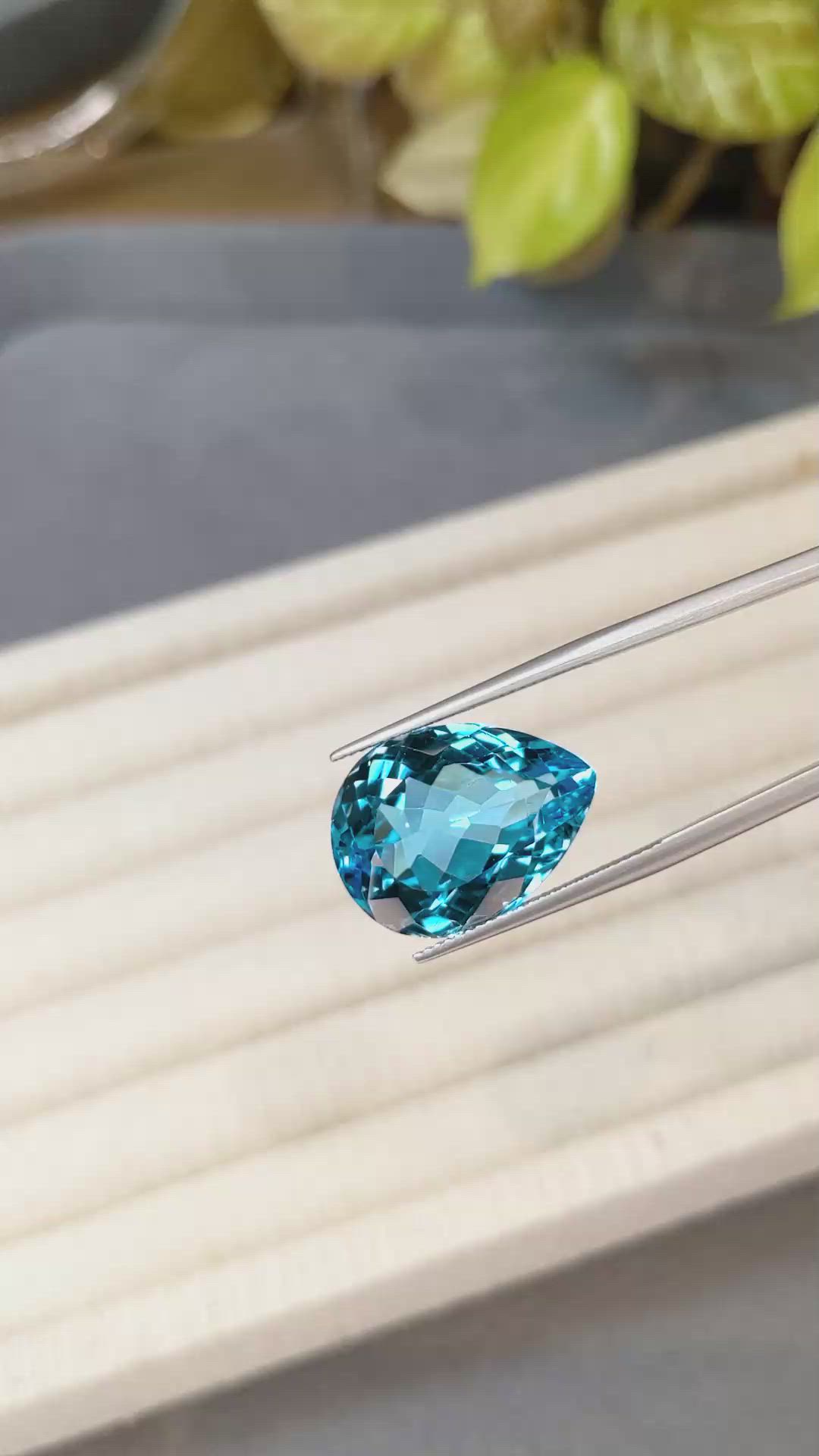 23.39 Ct. Swiss Blue Topaz from Brazil Size Video