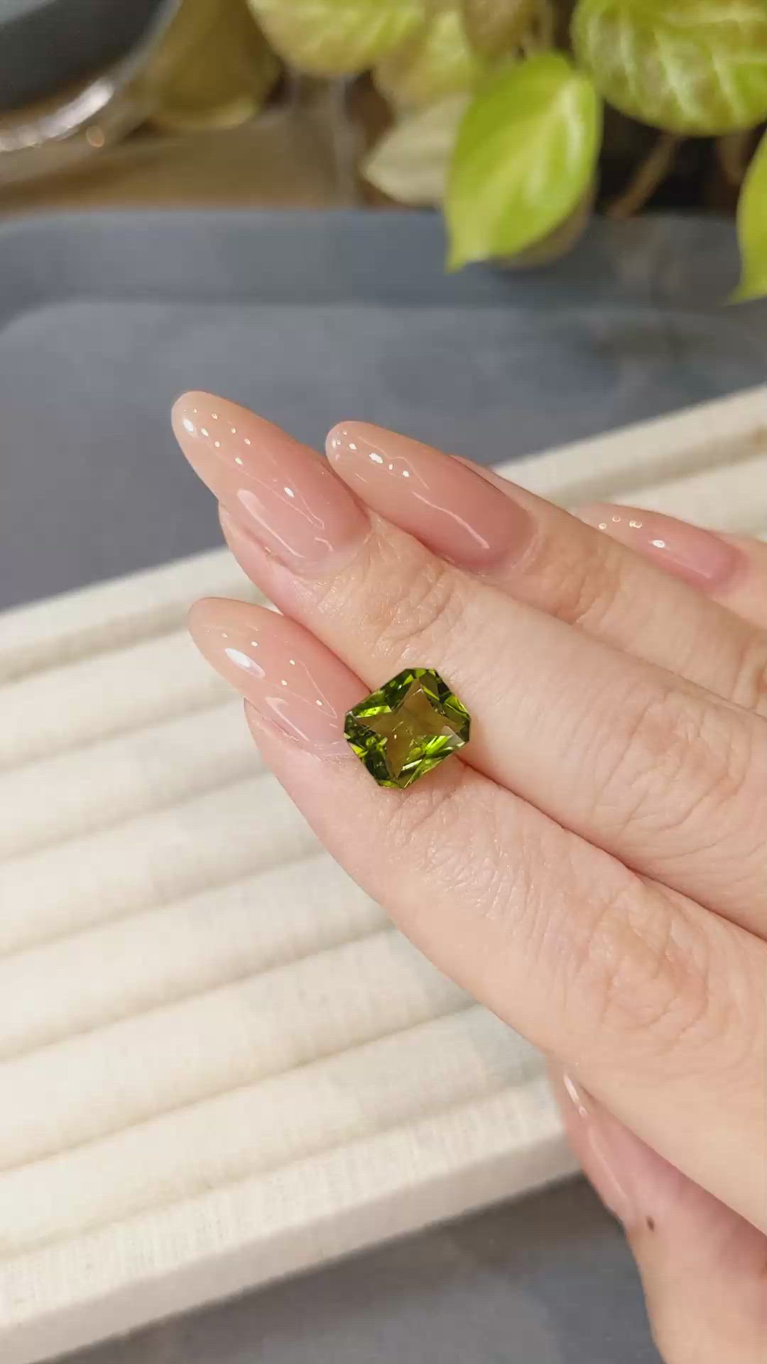 3.29 Ct. Green (Lime Green) Peridot from Burma (Myanmar) Size Video