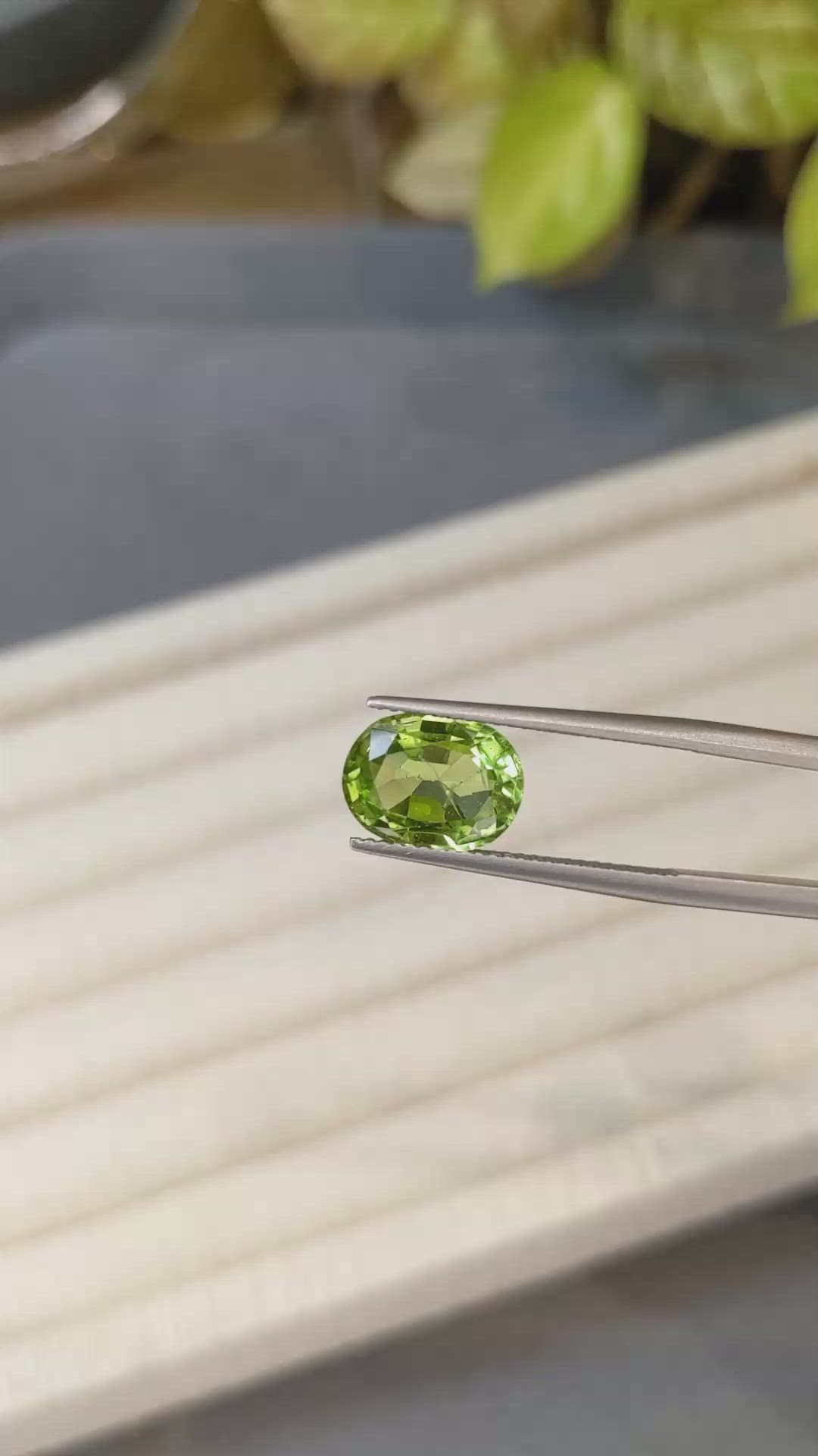 3.58 Ct. Green (Lime Green) Peridot from Burma (Myanmar) Size Video