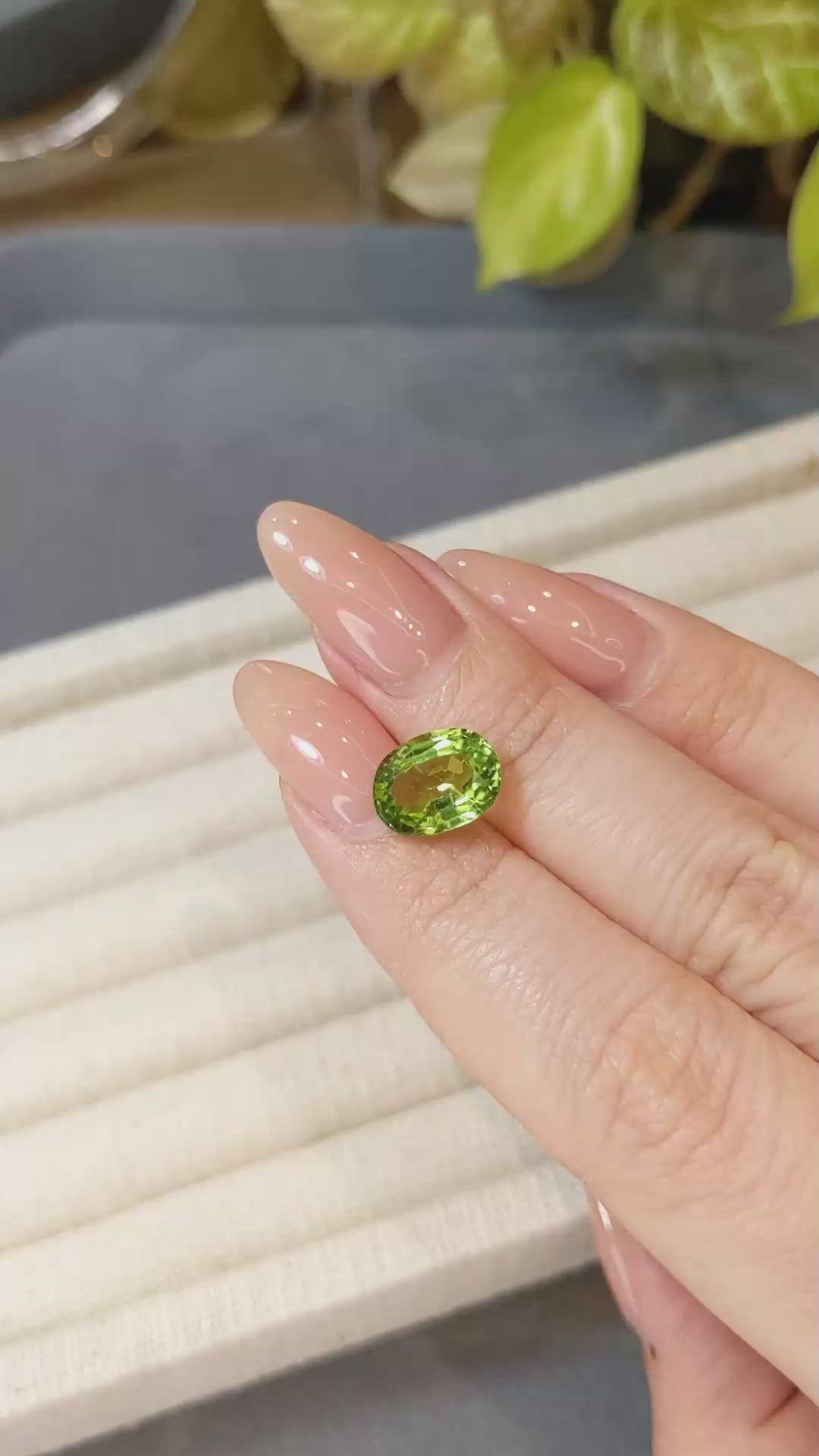 3.58 Ct. Green (Lime Green) Peridot from Burma (Myanmar) Size Video