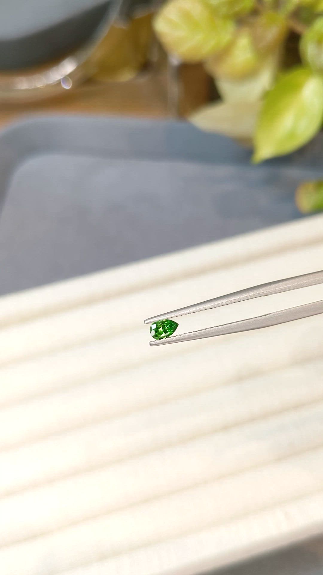 0.23 Ct. Green Demantoid Garnet from Russia Size Video