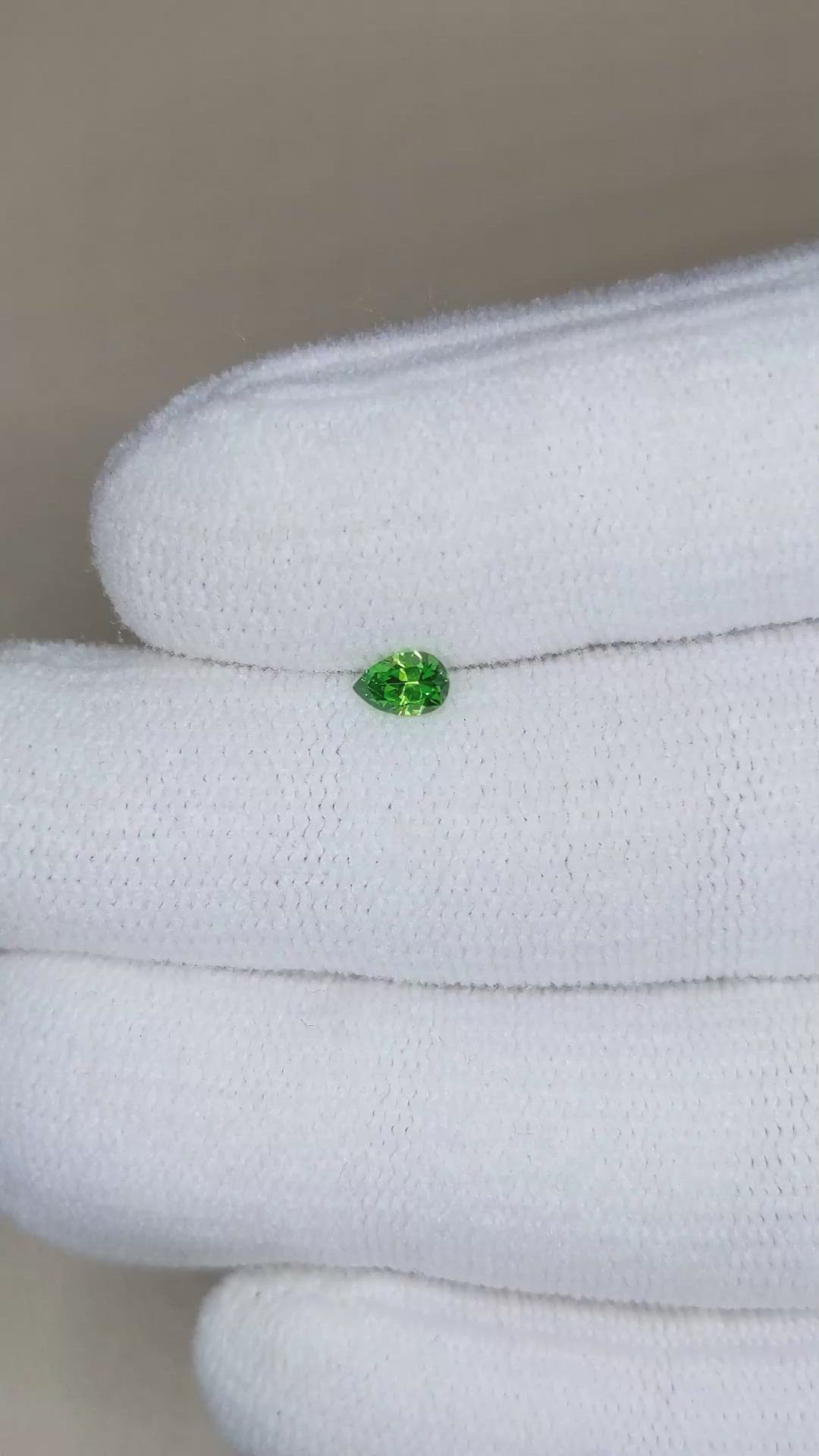 0.23 Ct. Green Demantoid Garnet from Russia Size Video