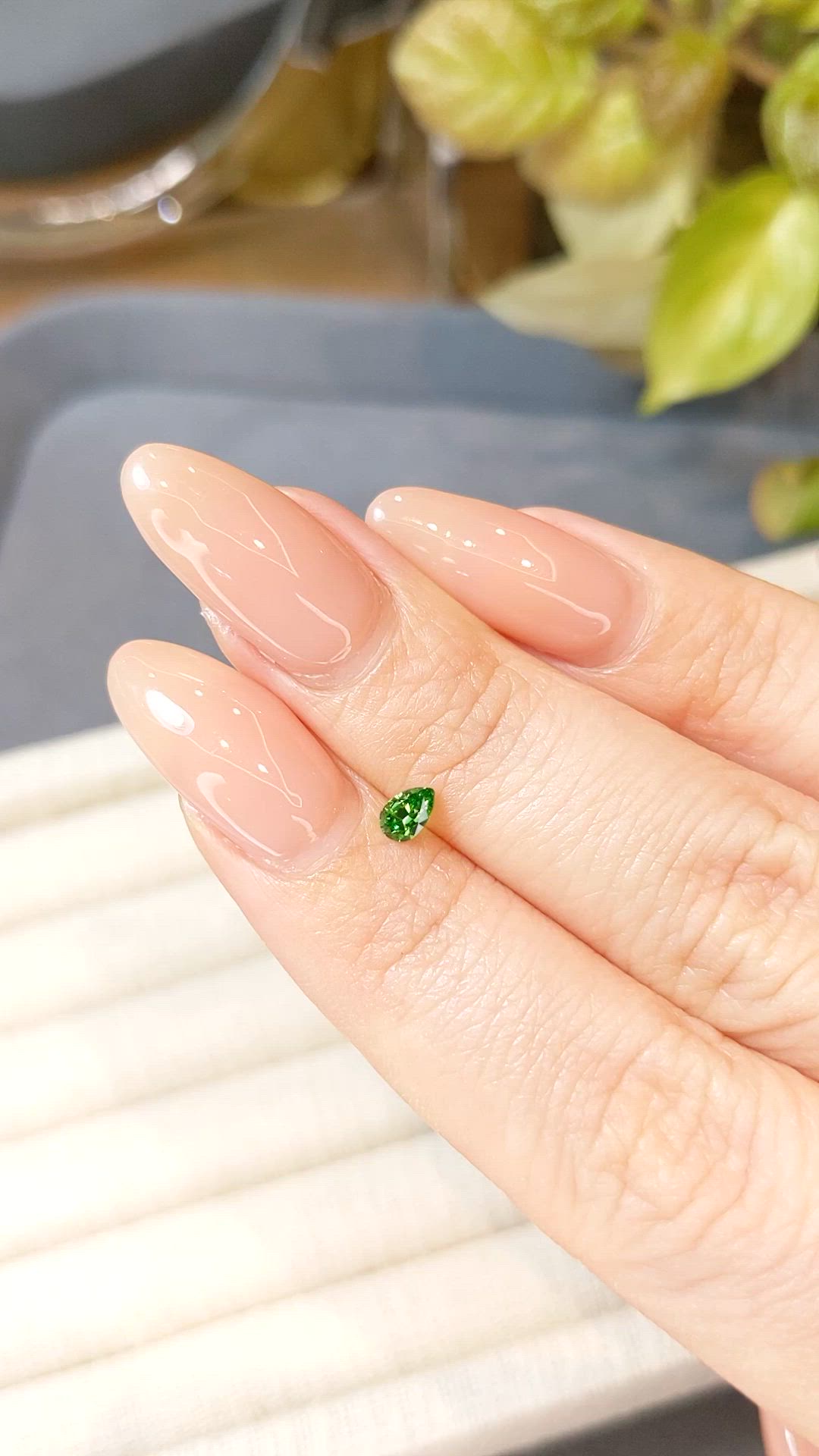 0.23 Ct. Green Demantoid Garnet from Russia Size Video