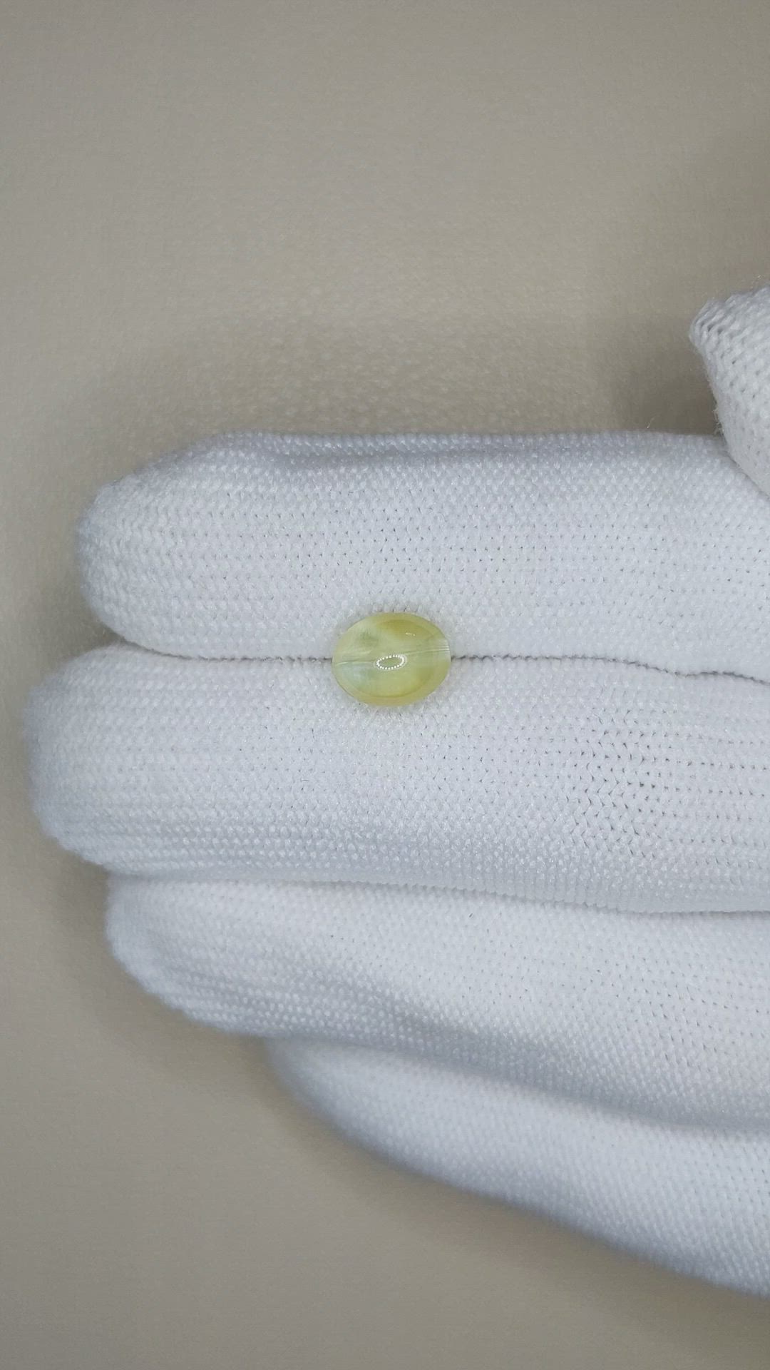 3.16 Ct. Greenish Yellow Cabochon Chrysoberyl from Ceylon (Sri Lanka) Size Video